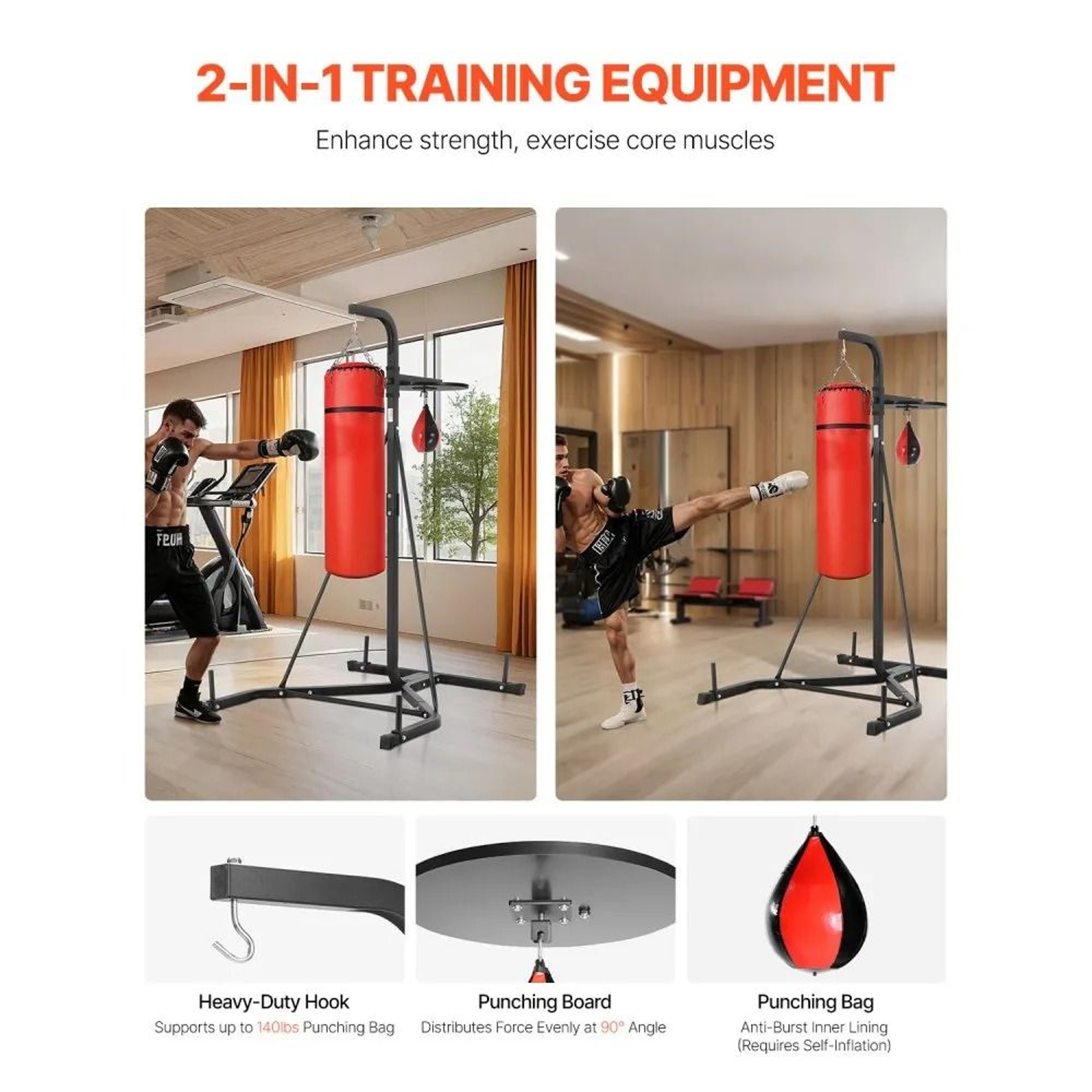 2in1 Adjustable Punching Bag Stand With Speed Bag Platform For Home Gym Training 5