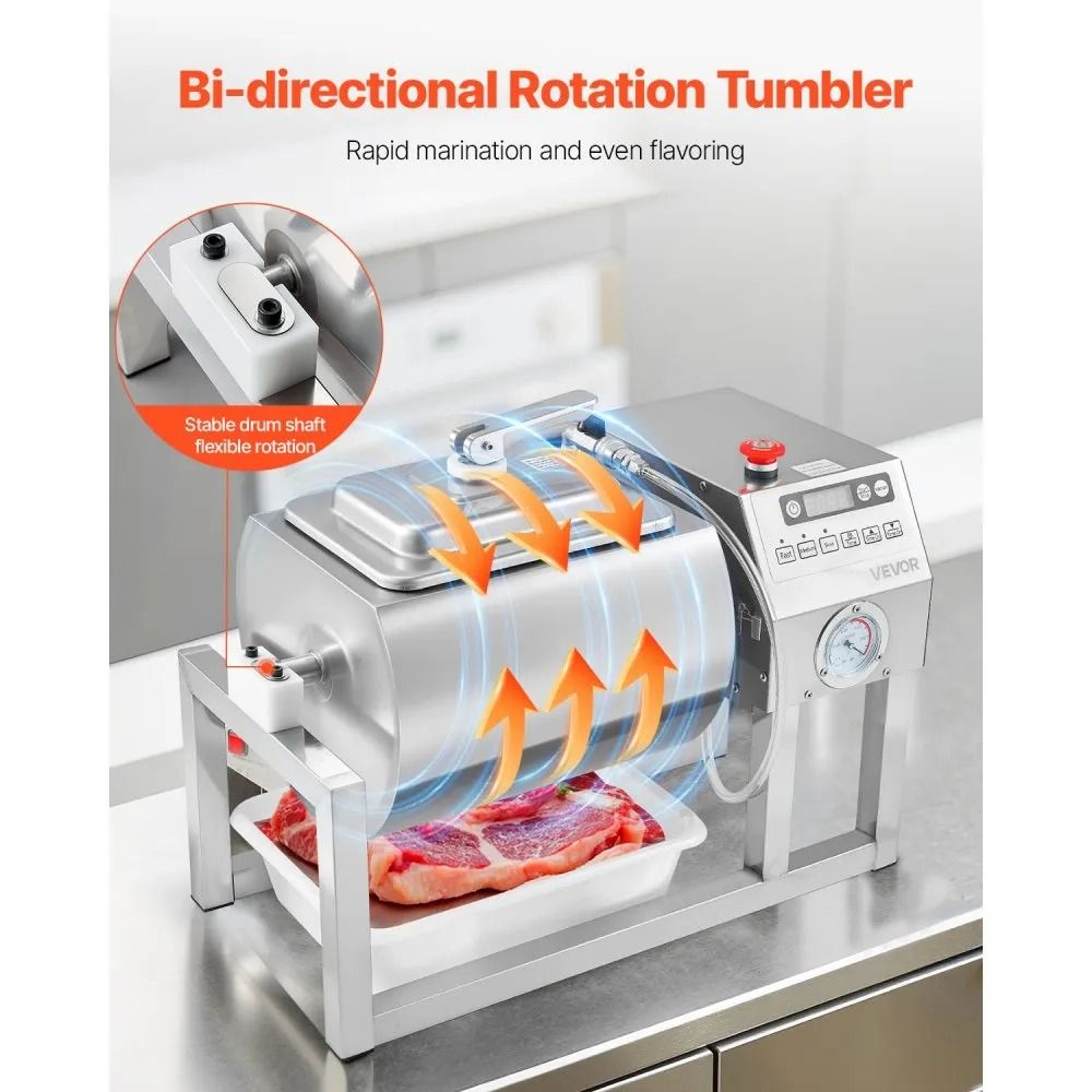 Commercial Meat Tumbler Marinator With 528 Gallon Vacuum Drum And 3 Speeds 2