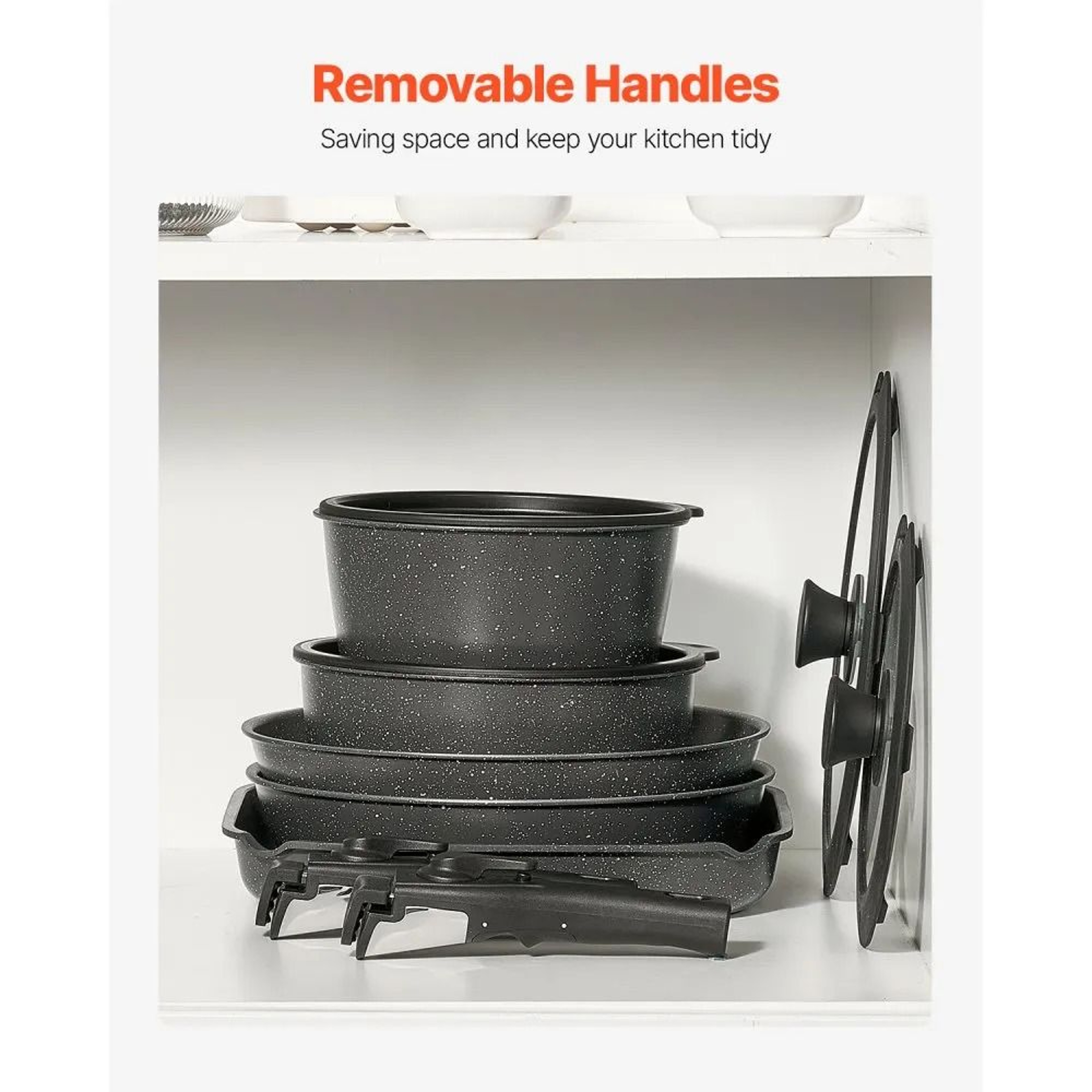 17Piece Nonstick Pots And Pans Set With Detachable Handles For Induction Cooking 2