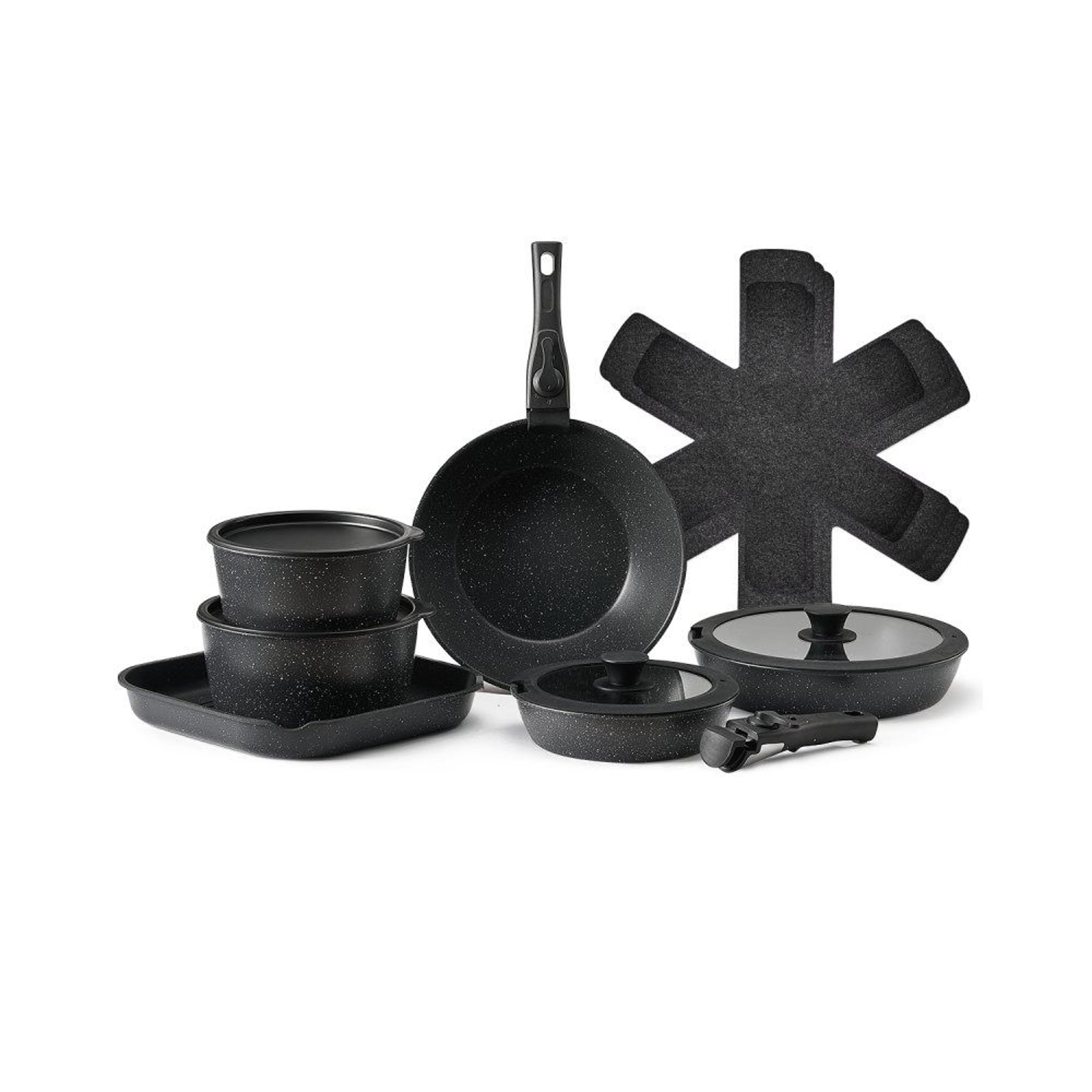17Piece Nonstick Pots And Pans Set With Detachable Handles For Induction Cooking 0