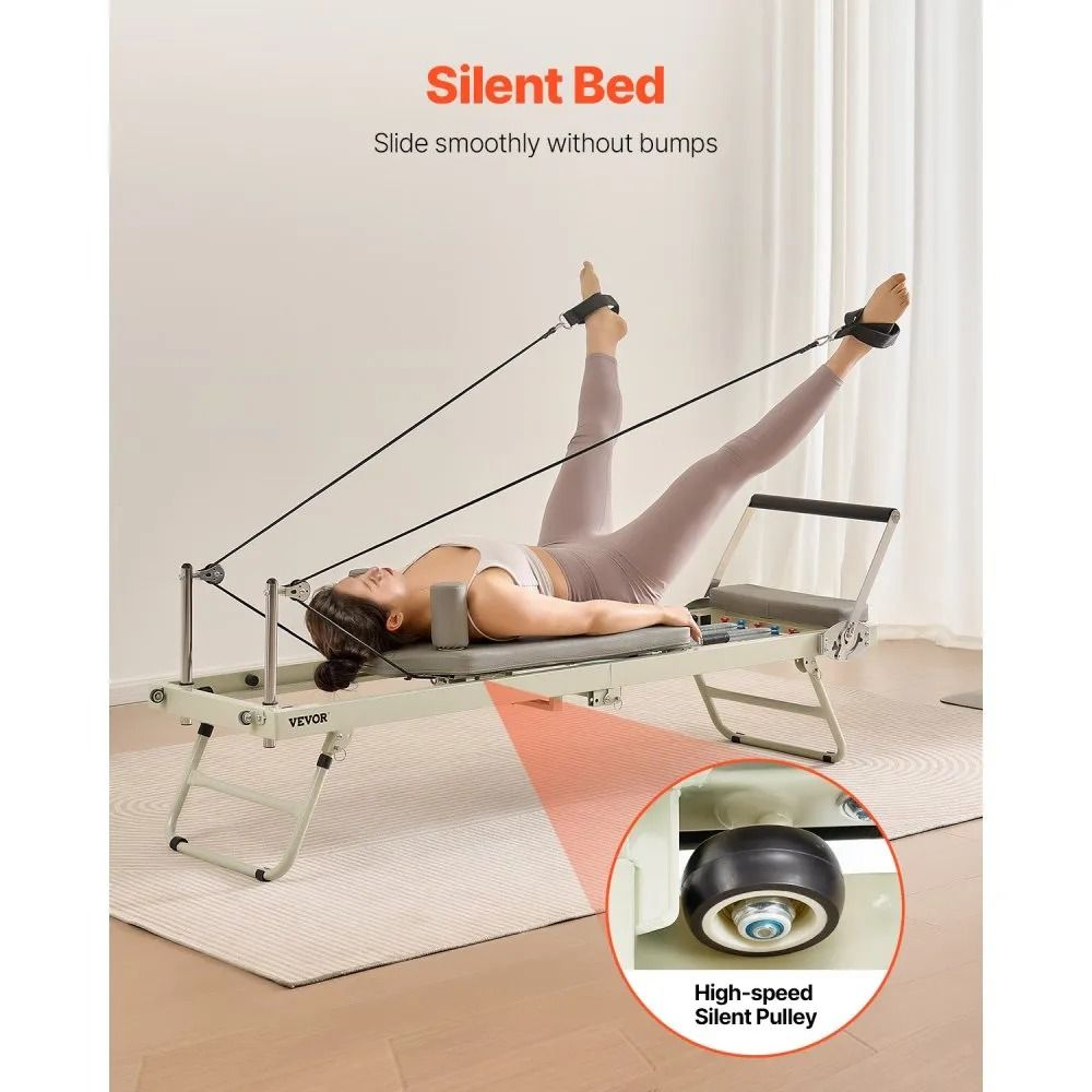 Foldable Pilates Reformer Machine With Dual Resistance 5