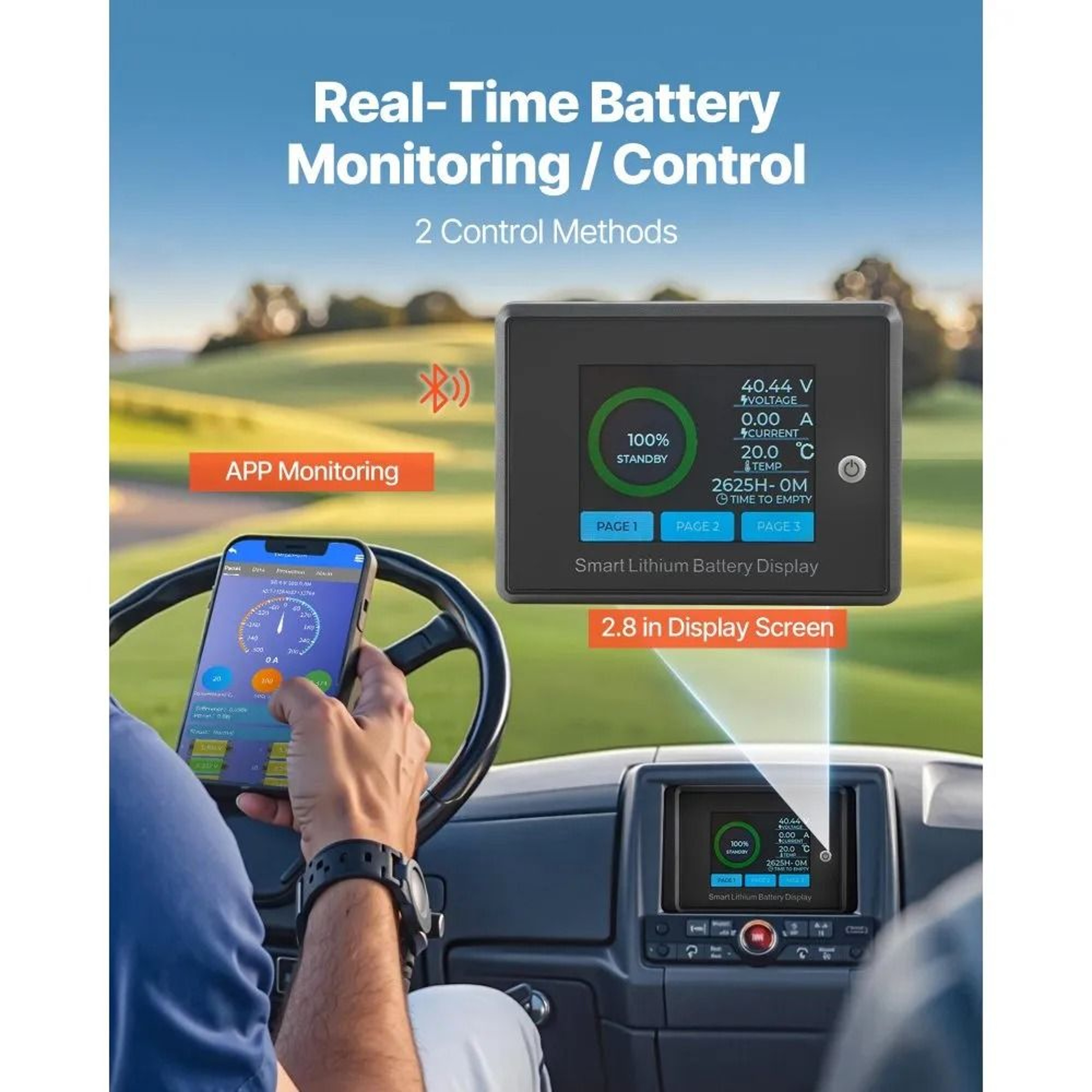 36V 105Ah LiFePO4 Golf Cart Lithium Battery With 200A BMS And Bluetooth LCD Monitor 3