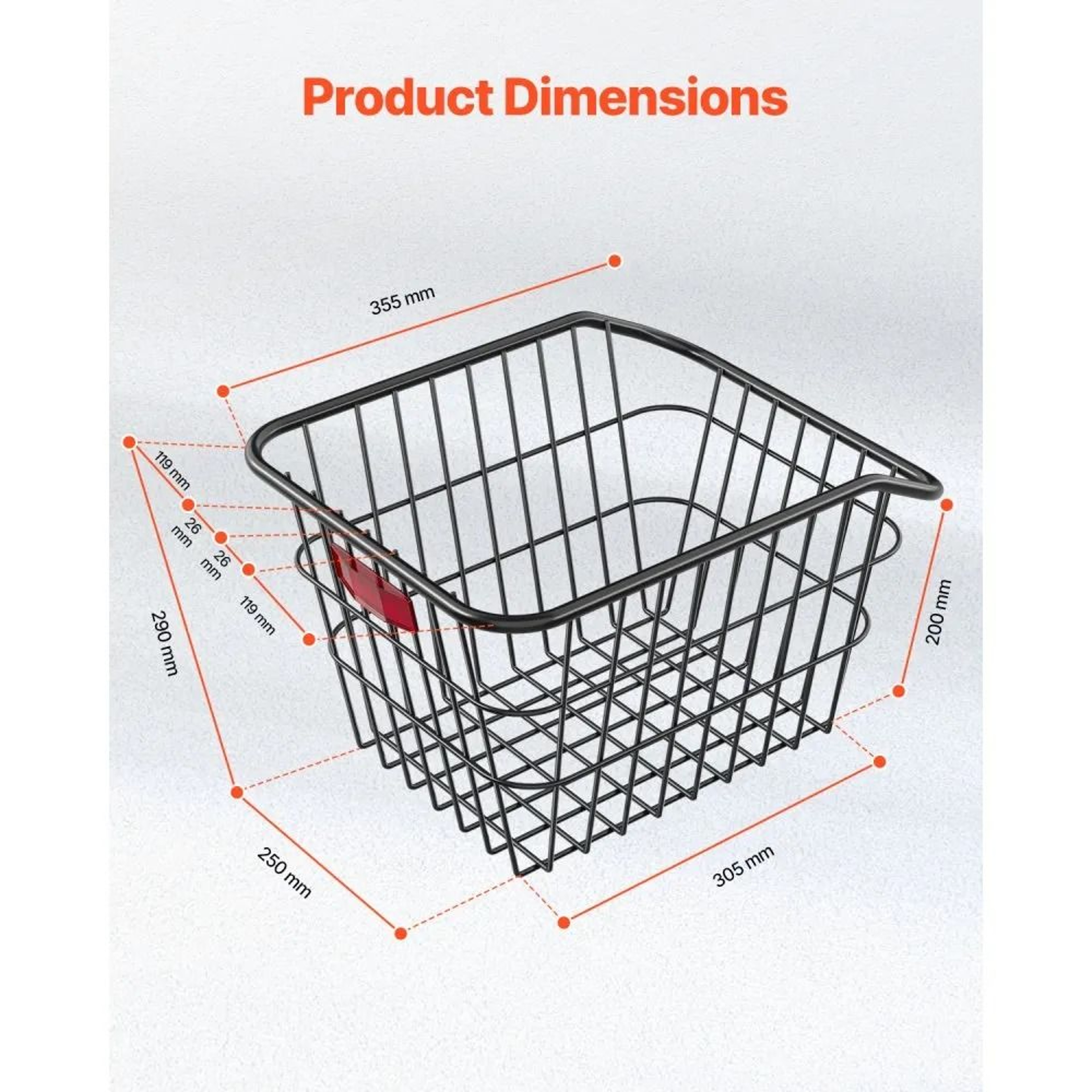 Rear Bike Basket With Metal Wire Frame And Waterproof Cover For Bicycle Racks 5