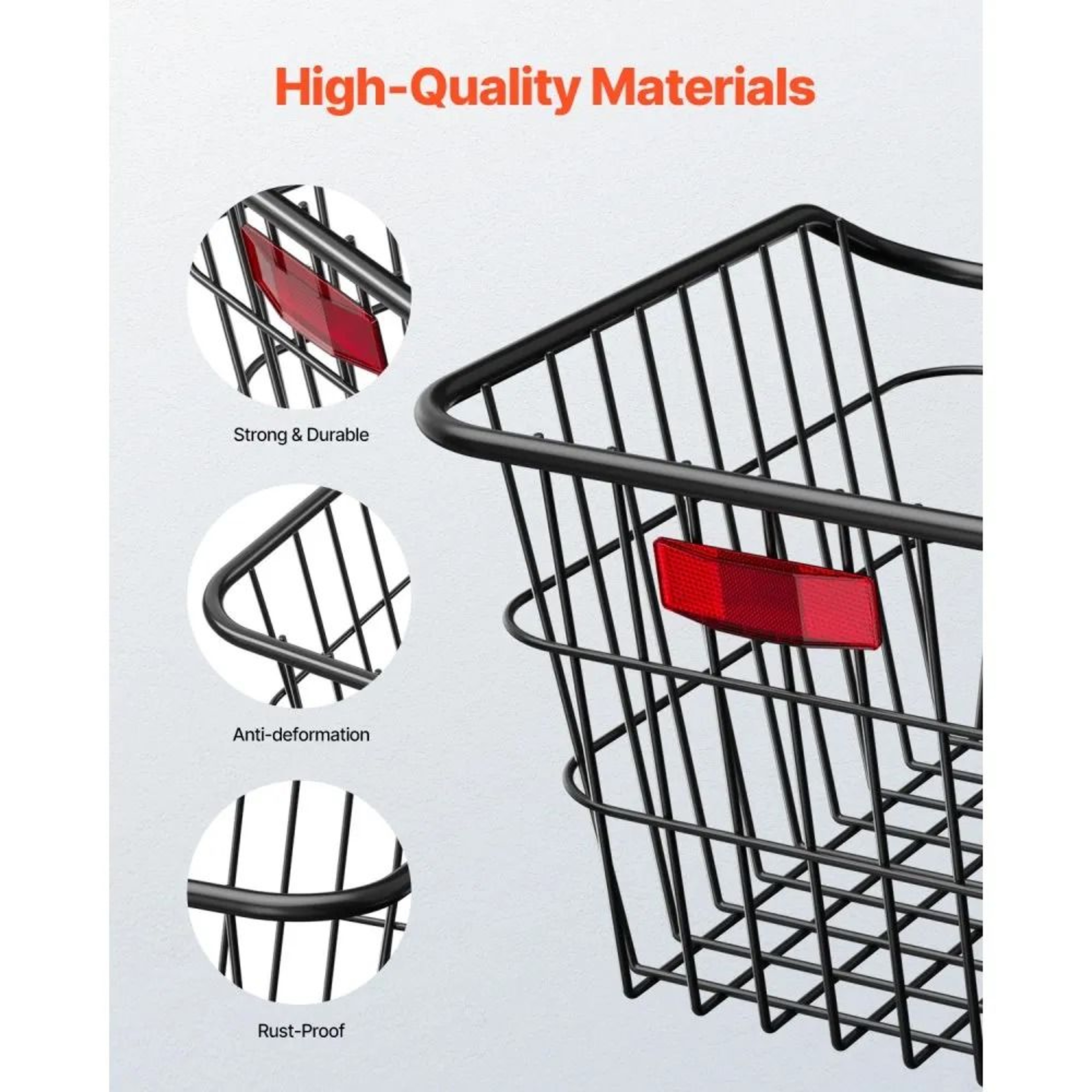 Rear Bike Basket With Metal Wire Frame And Waterproof Cover For Bicycle Racks 2