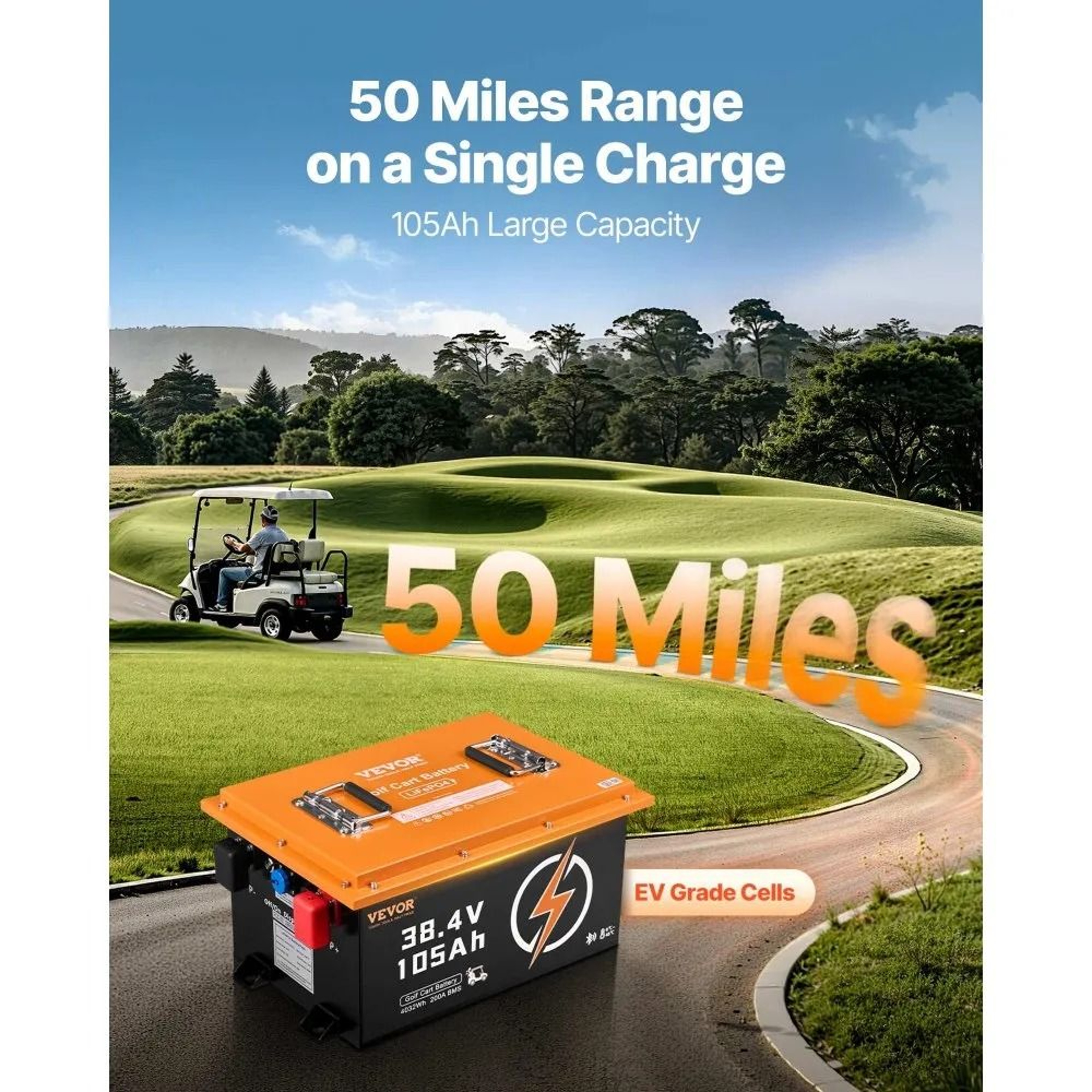 36V 105Ah LiFePO4 Golf Cart Lithium Battery With 200A BMS And Touchscreen Monitor 5