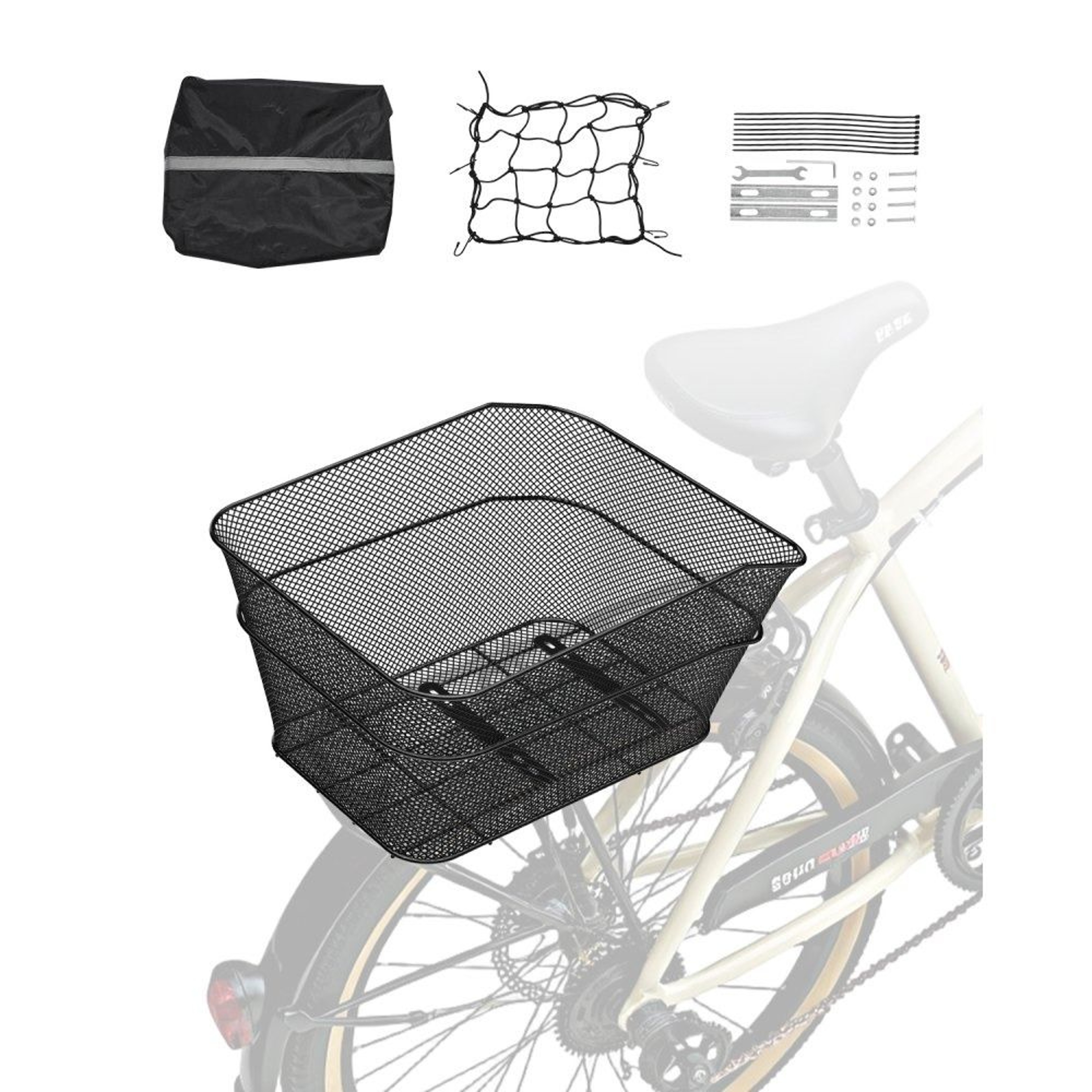 Rear Bike Basket With Wire Mesh Design And 50 Lb Capacity 0