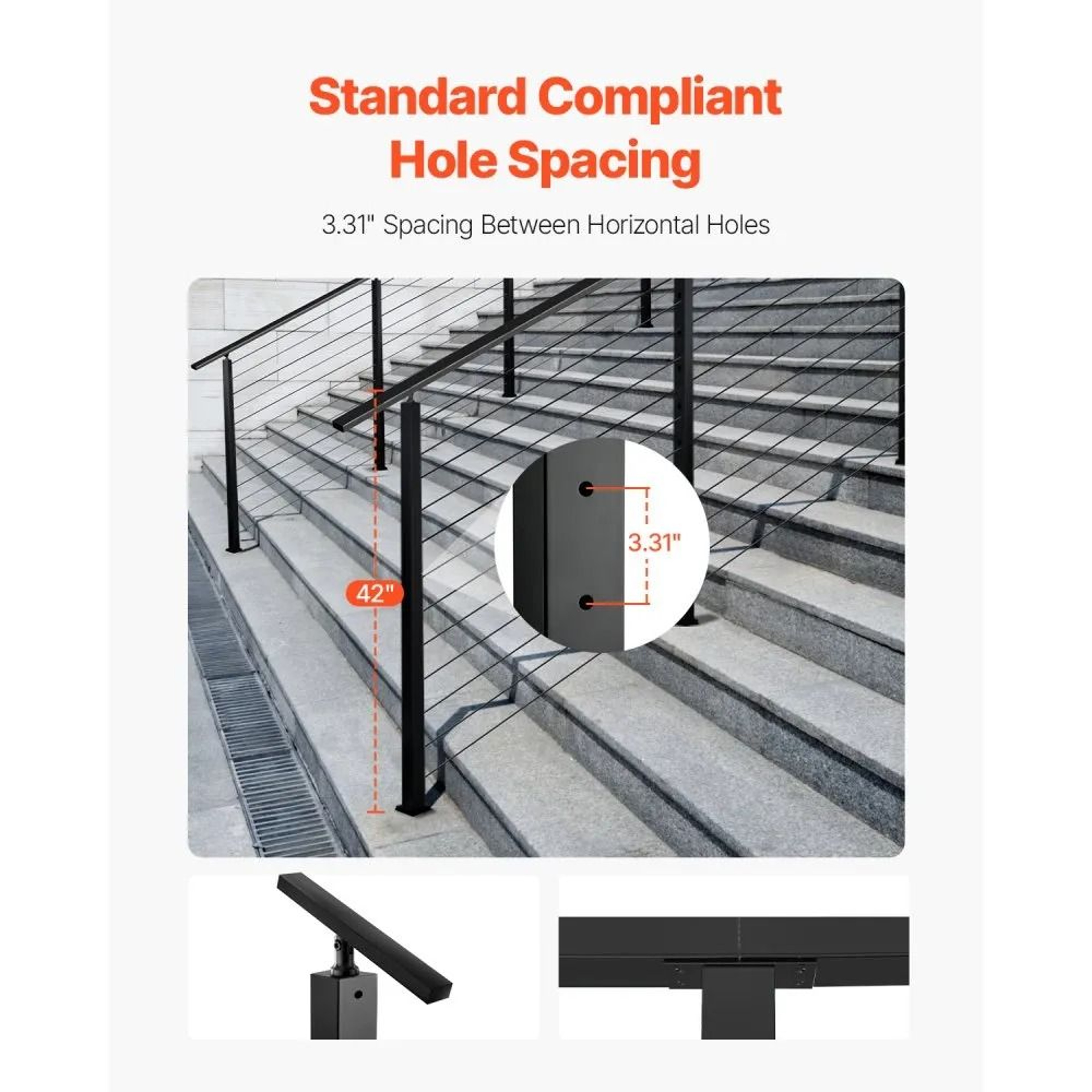 Stainless Steel Cable Railing Post With 30 Angled Holes And Brackets 1