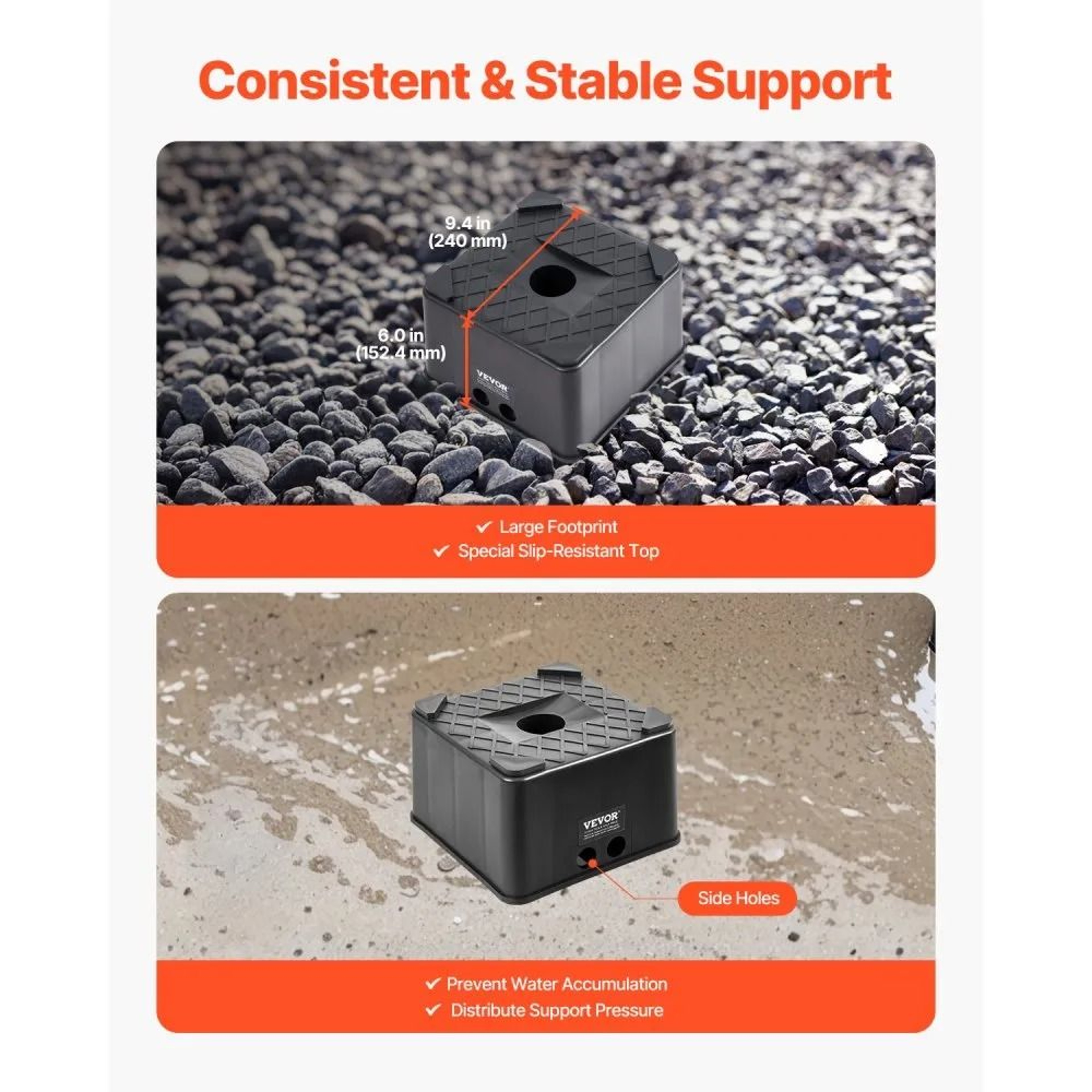 Heavy Duty RV Leveling Block 6 Inch Trailer Jack Stand With 6000 Lb Capacity 4