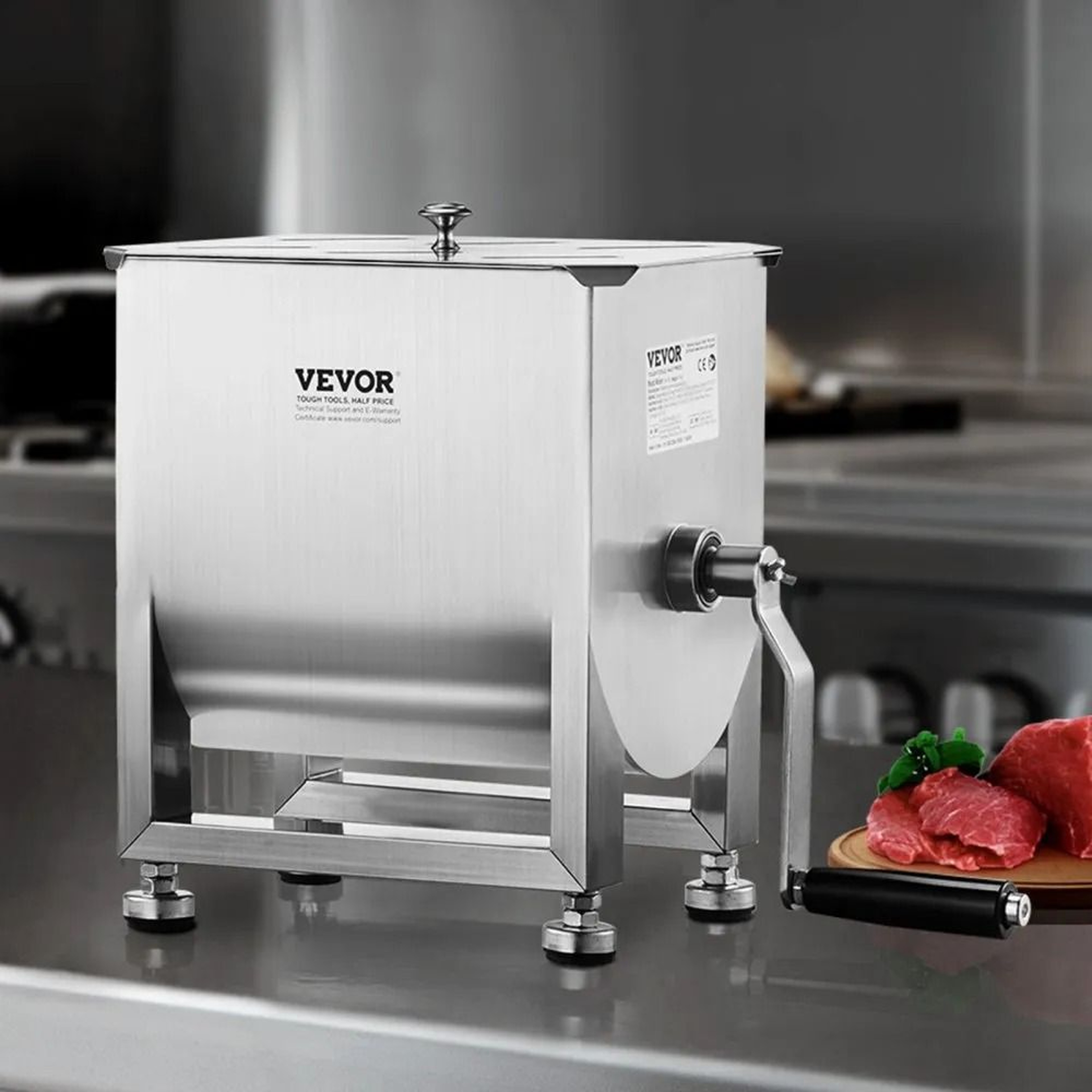 Manual Stainless Steel Meat Mixer With Hand Crank And 15 Lb Mixing Capacity 6
