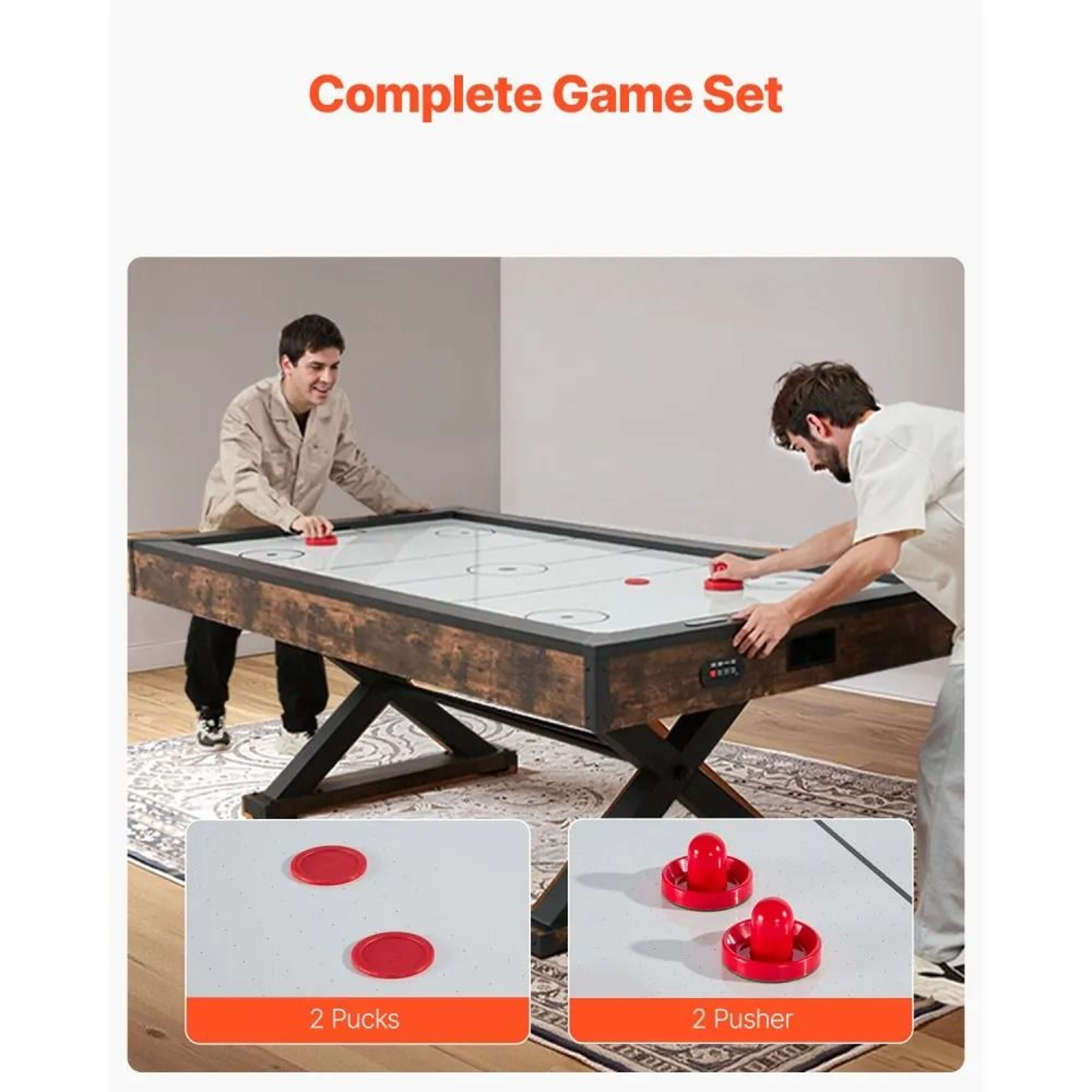 84Inch Air Hockey Table With Electronic Scorer And Rustic Wood Design 5