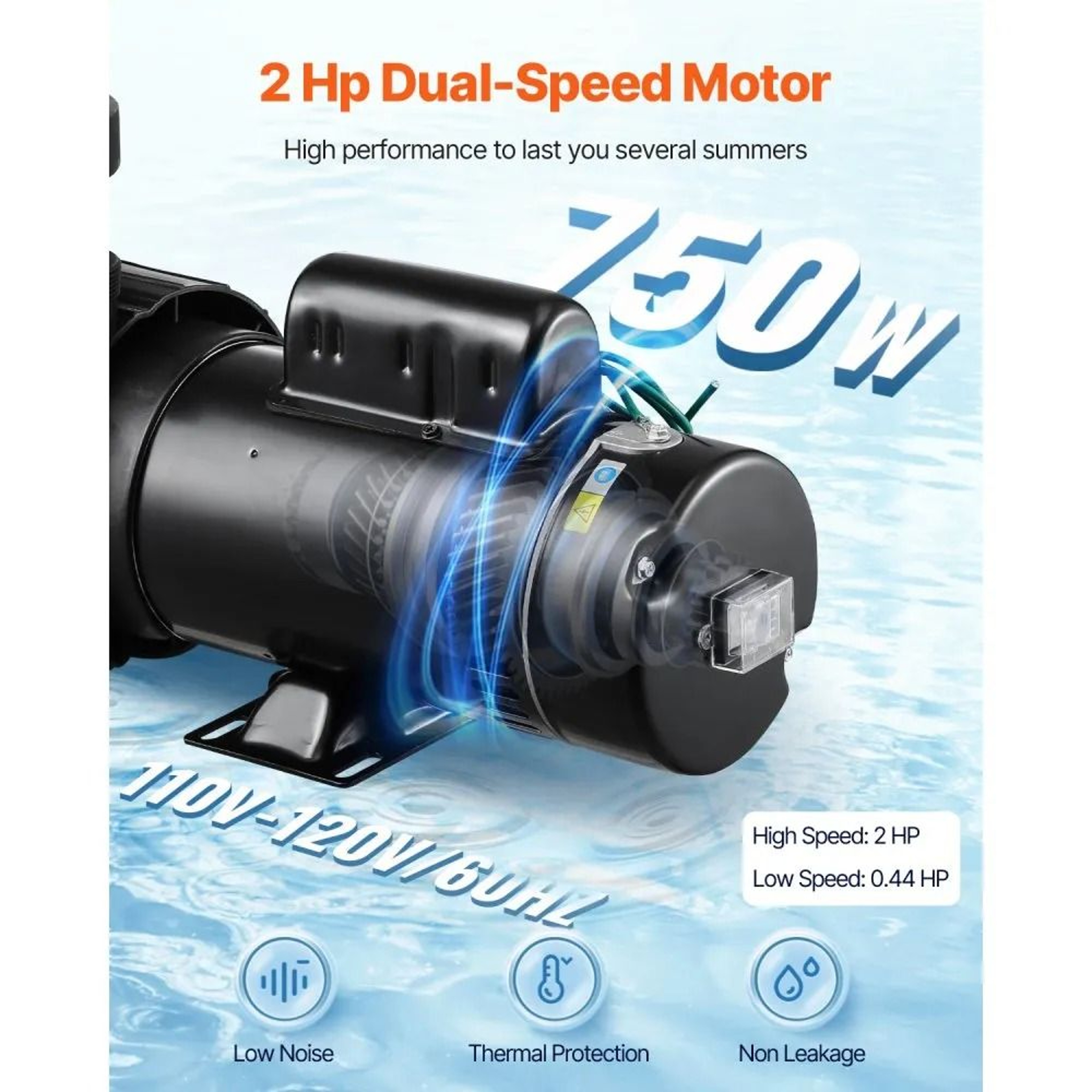 Dual Speed Above Ground Pool Pump 2 HP With Strainer Basket And 118 GPM Flow 1