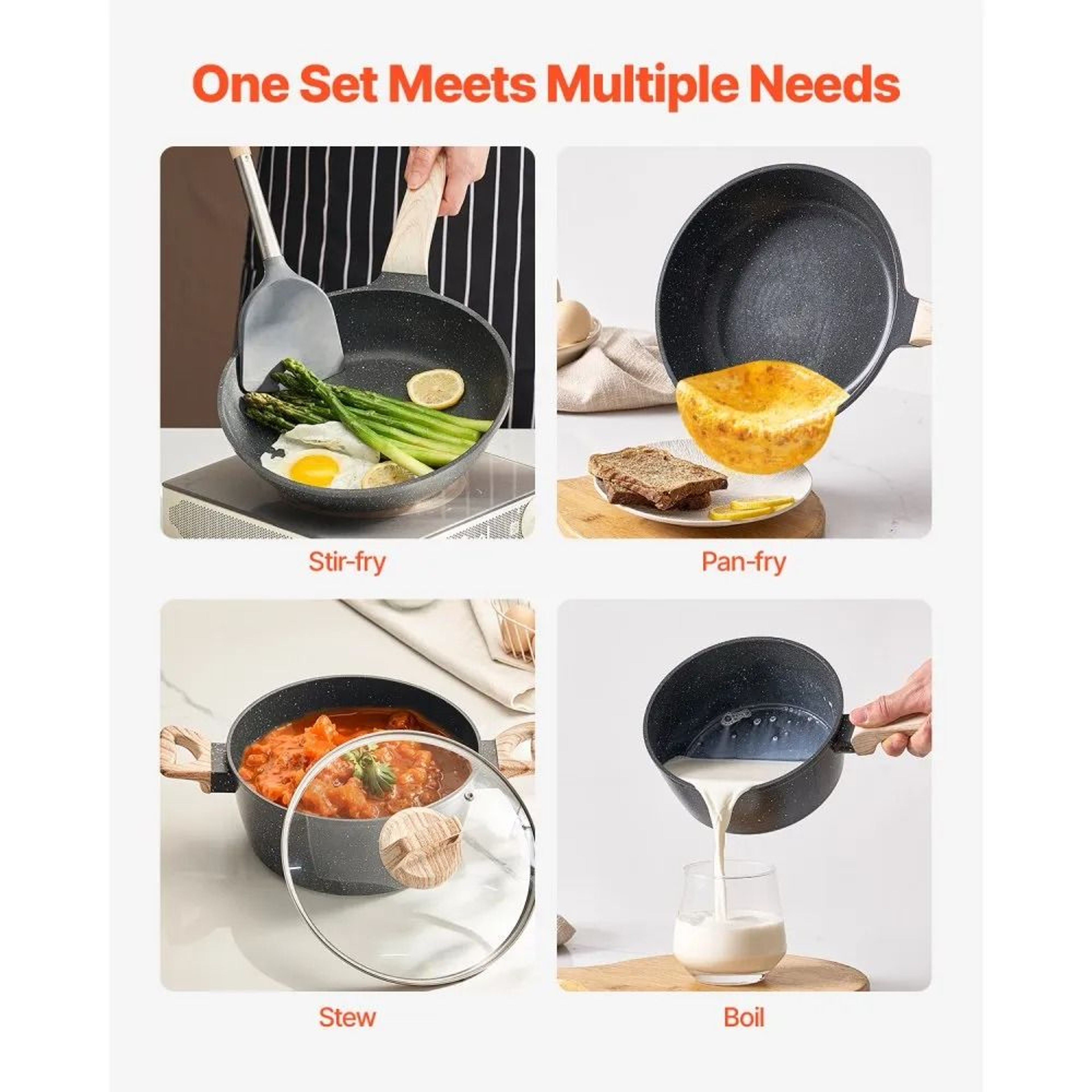 Nonstick Pots And Pans Set With Granite Coating And Induction Compatibility 4