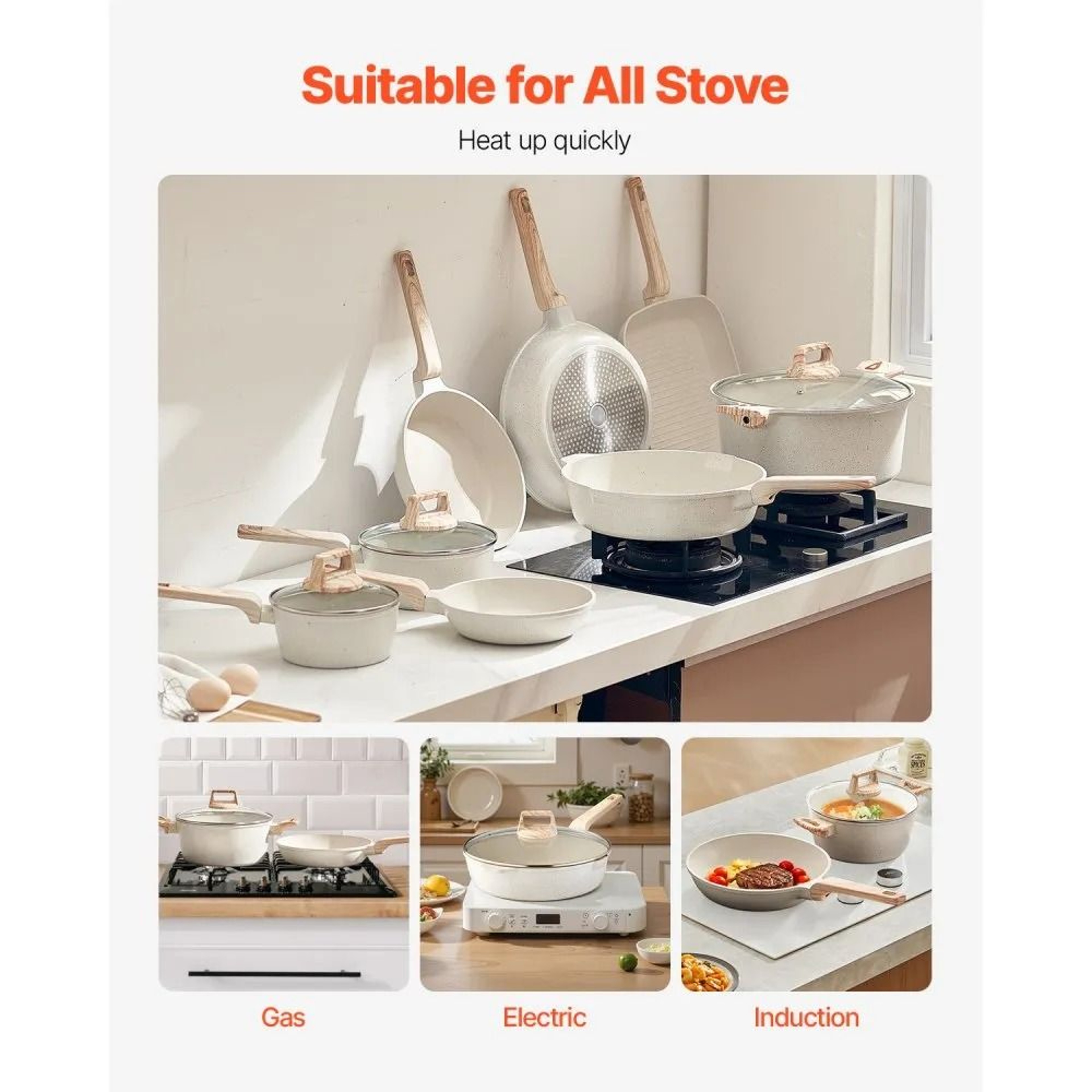 19Piece Nonstick Pots And Pans Set With Granite Coating And InductionCompatible Base 3