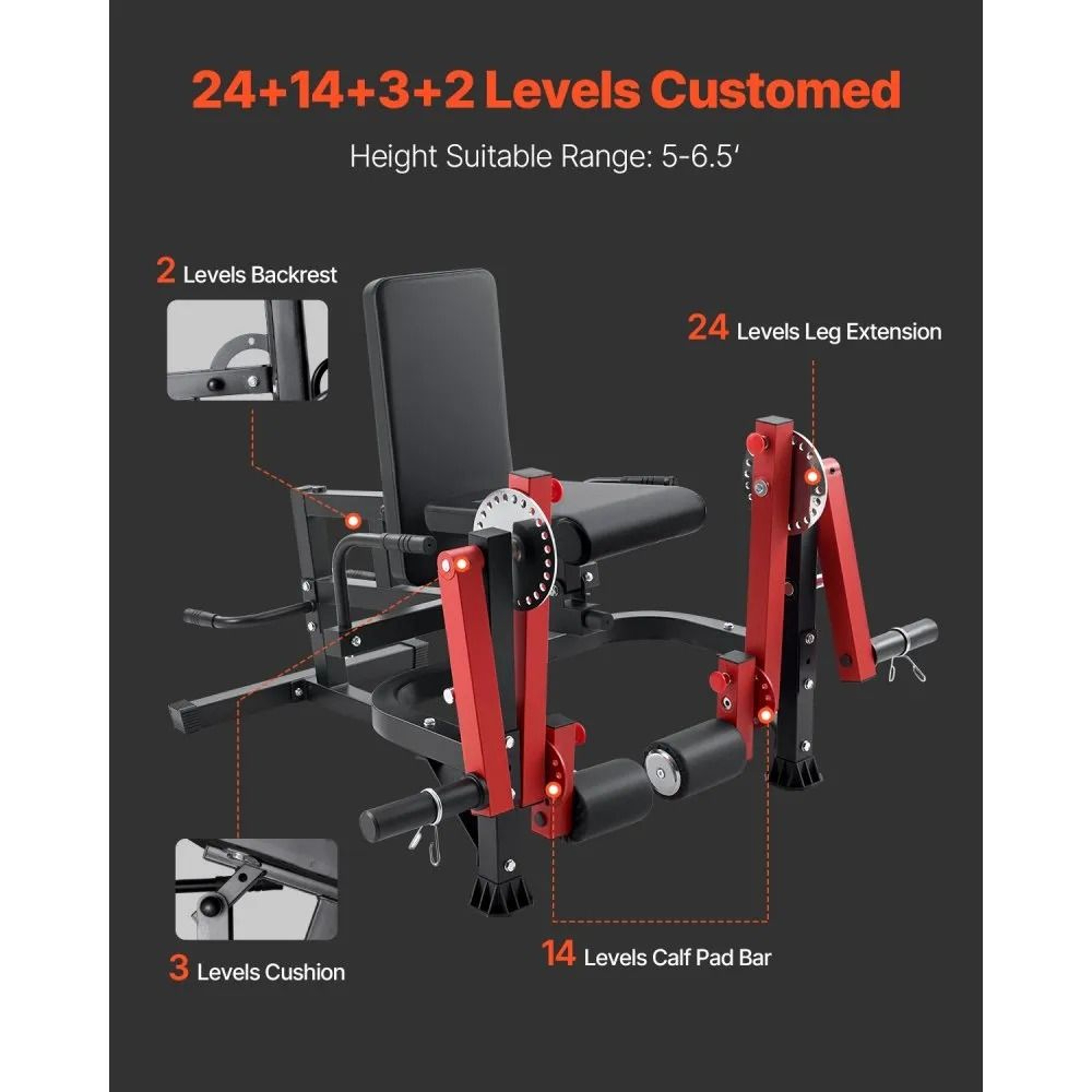Adjustable Leg Extension And Curl Machine With 700 Lb Capacity For Home Gym 3