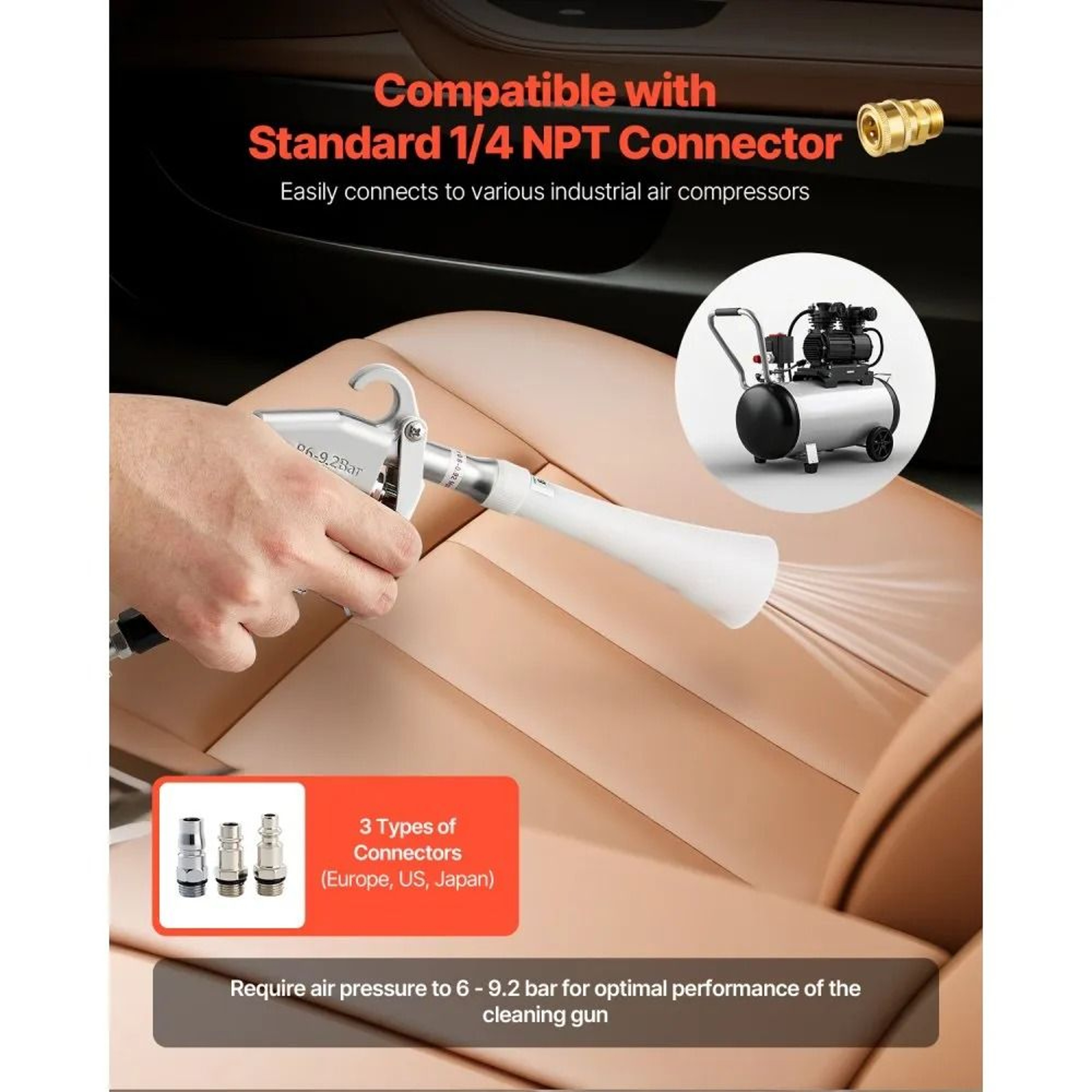 HighPressure Car Cleaning Air Blow Gun With 360 Rotating Nozzle And Brush Attachment 1