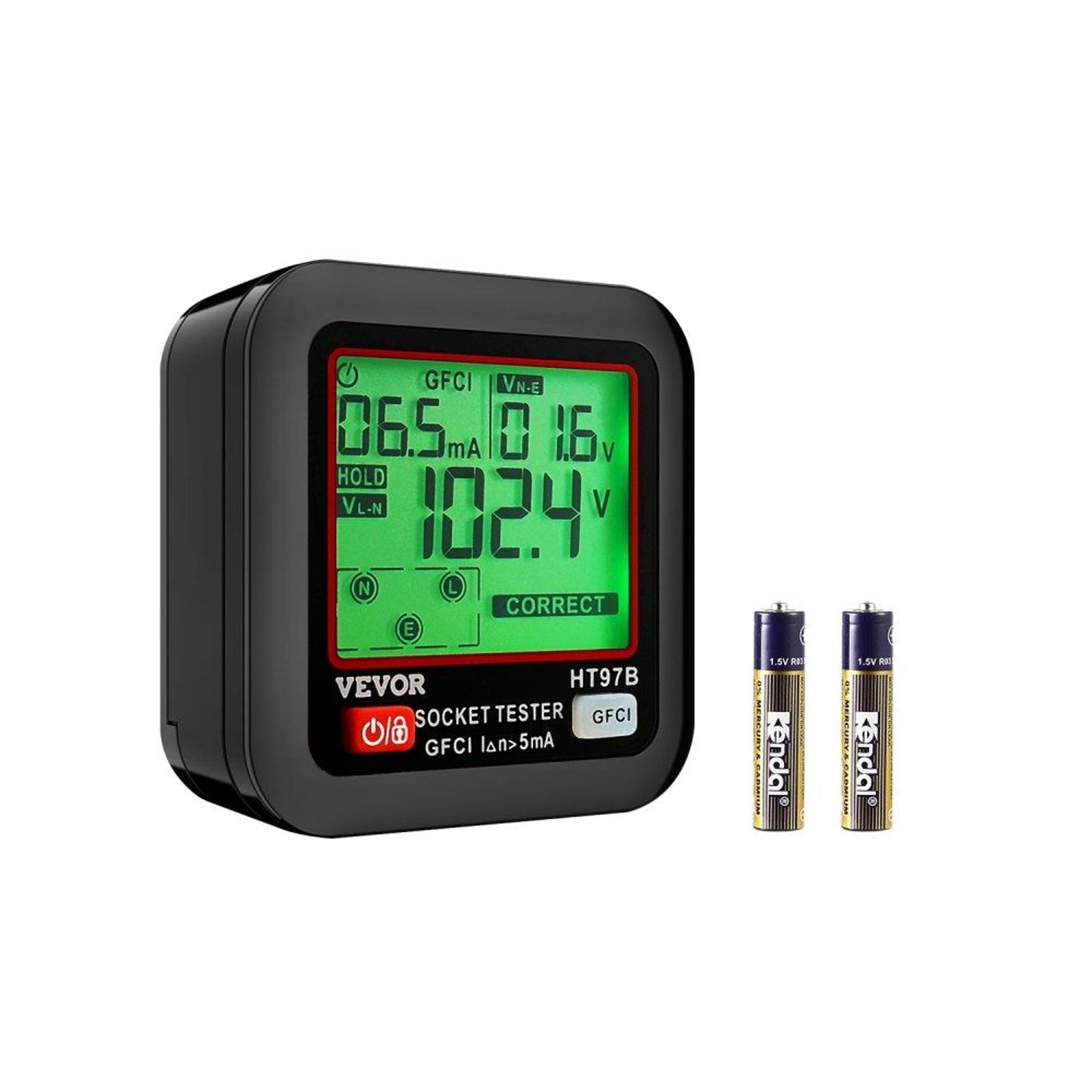 Electrical Outlet Tester With GFCI Trip Test And Backlit LCD Display 0