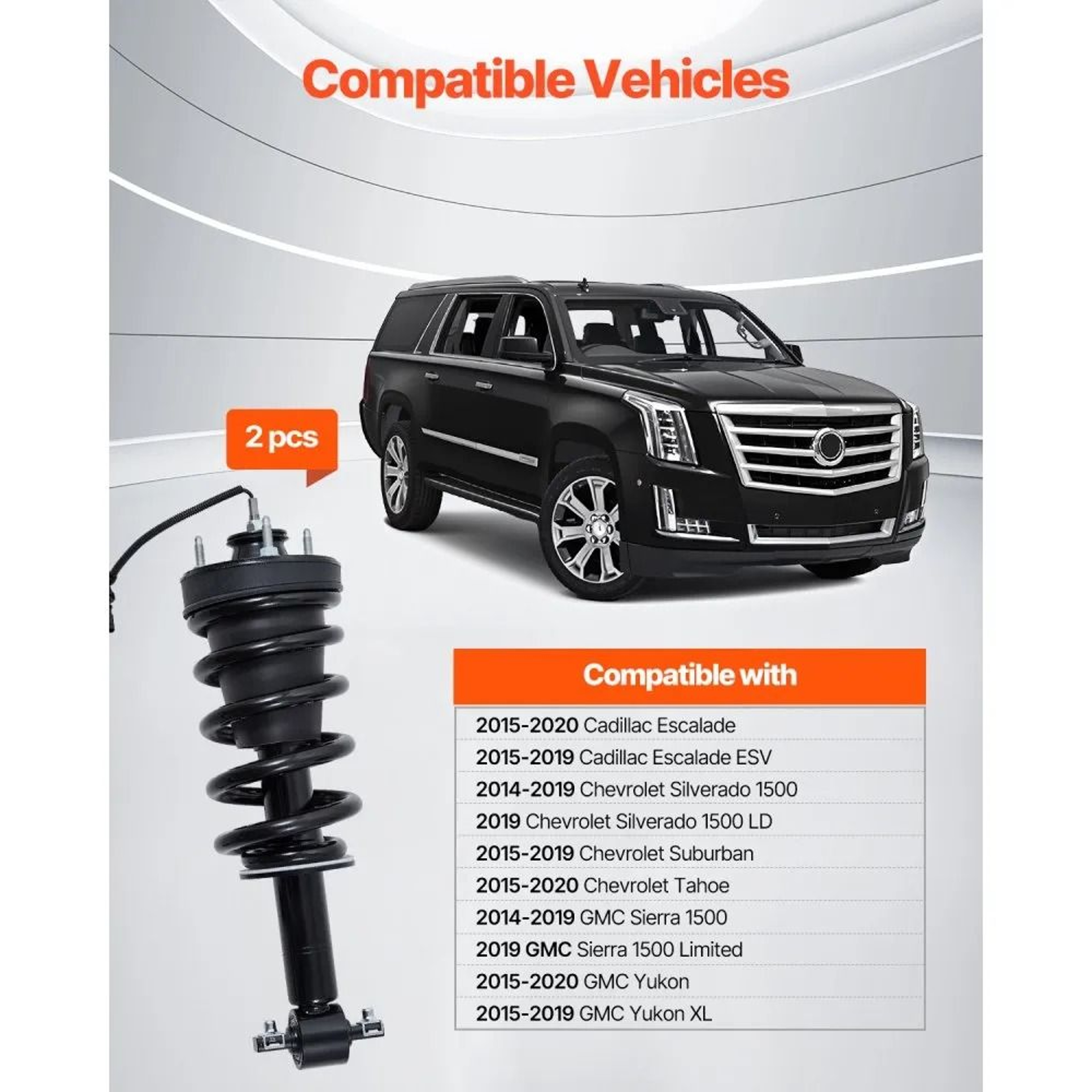 Front Air Shock Absorber Struts 2Piece Set For Cadillac Chevrolet And GMC 5
