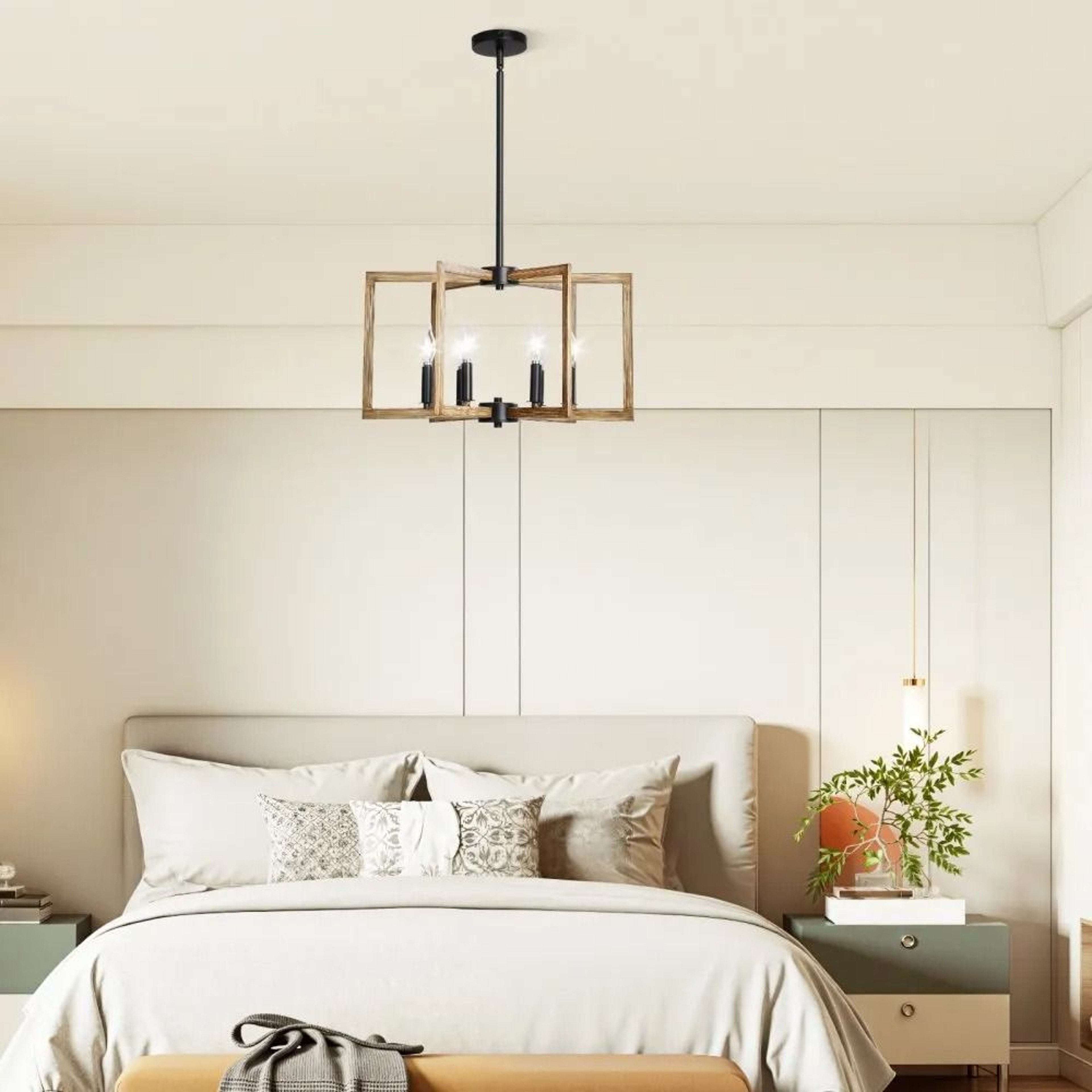 6Light Farmhouse Chandelier With Adjustable Height And Black Metal Frame 5