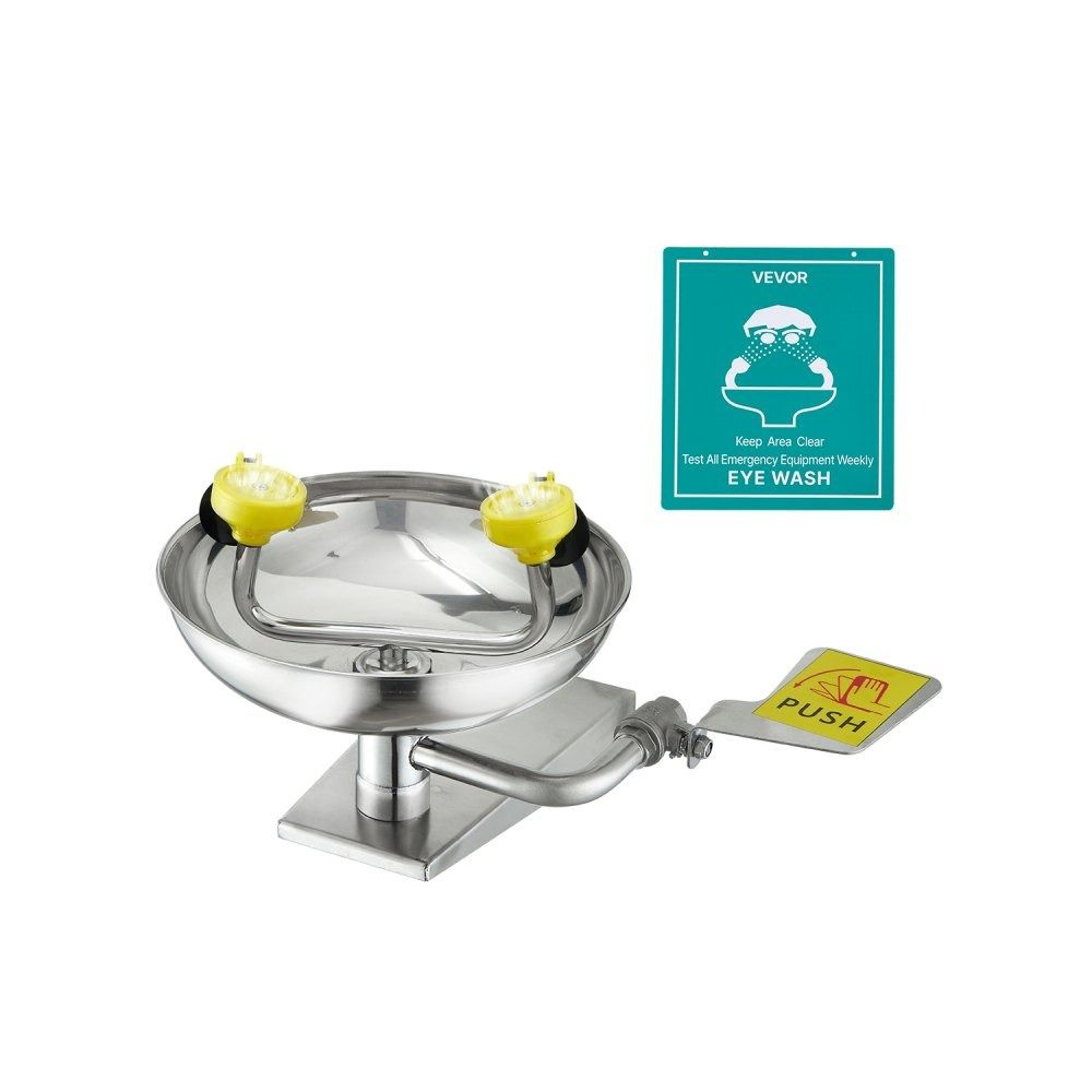 Emergency Eye Wash Station WallMounted Stainless Steel Eyewash Unit 0
