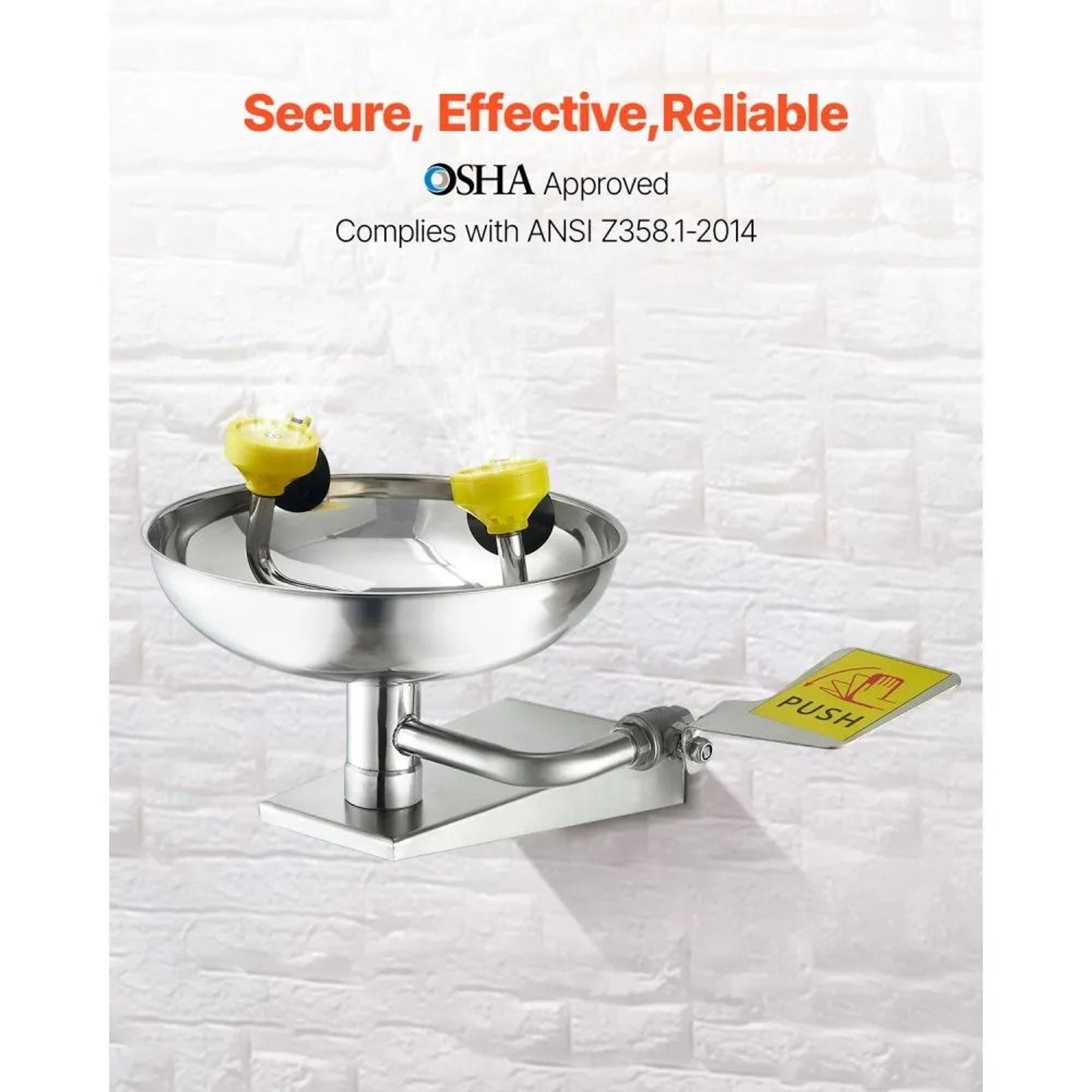 Emergency Eye Wash Station WallMounted Stainless Steel Eyewash Unit 2