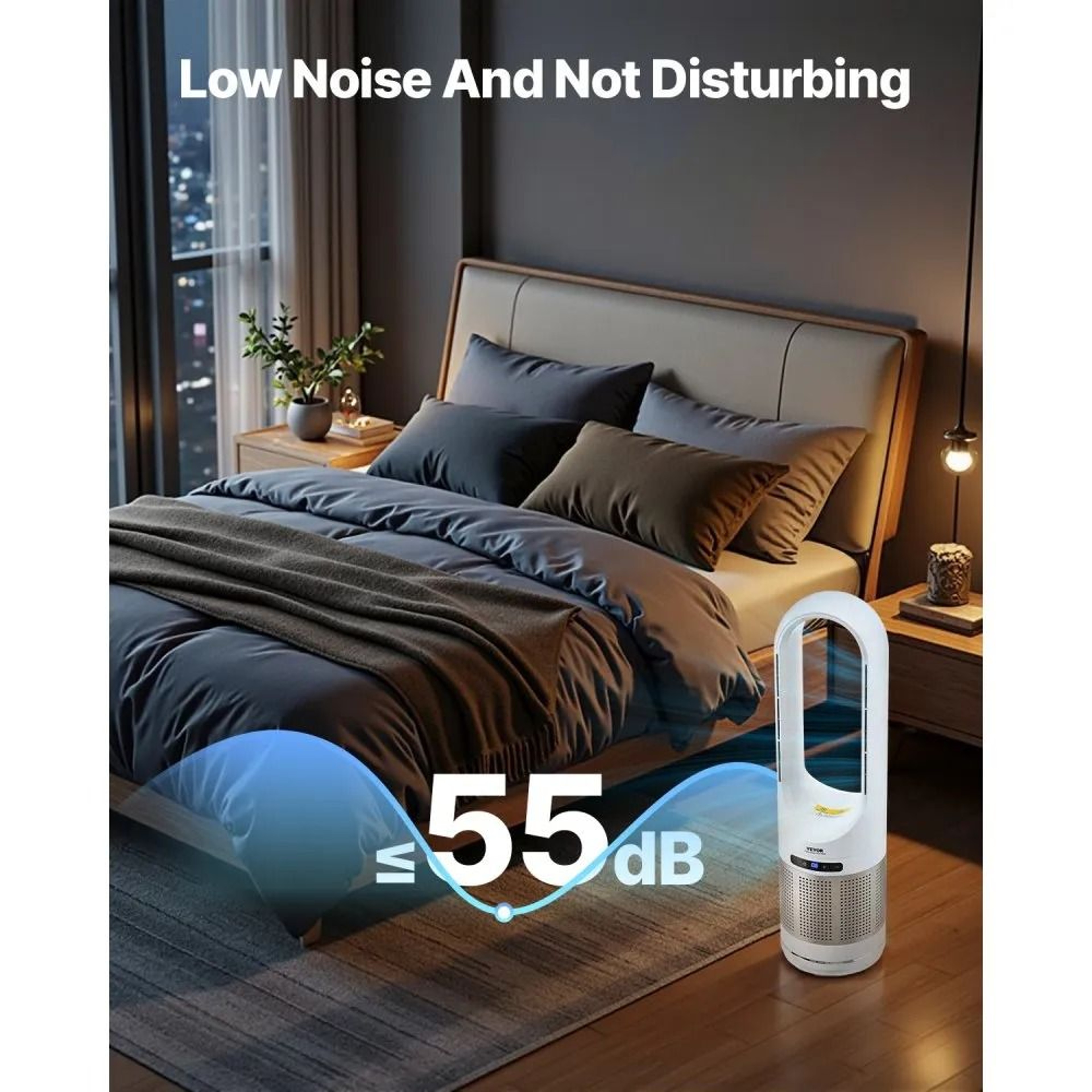 Bladeless Tower Fan With HEPA Air Purifier 80 Oscillation And Remote Control 2