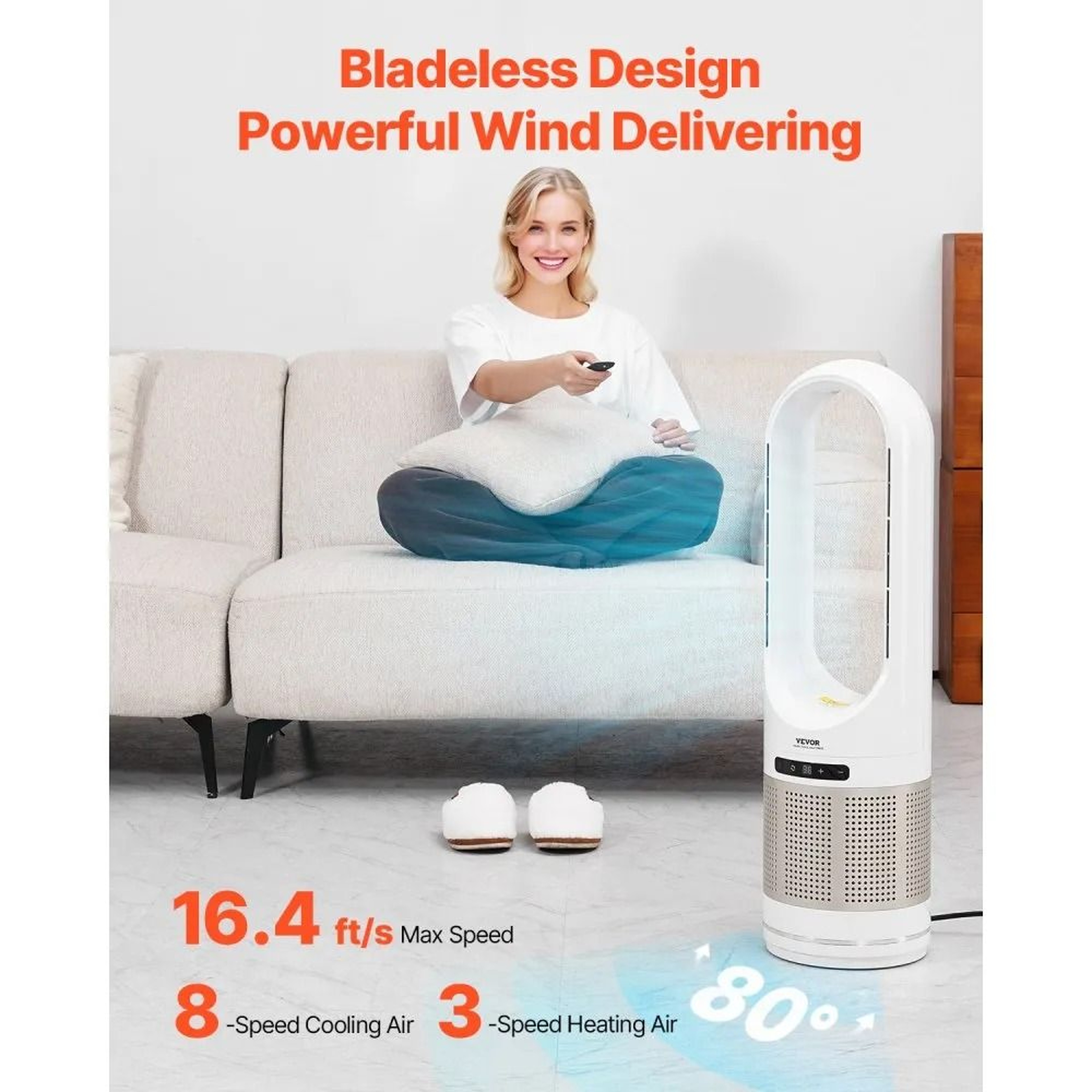 Bladeless Tower Fan With HEPA Air Purifier 80 Oscillation And Remote Control 1