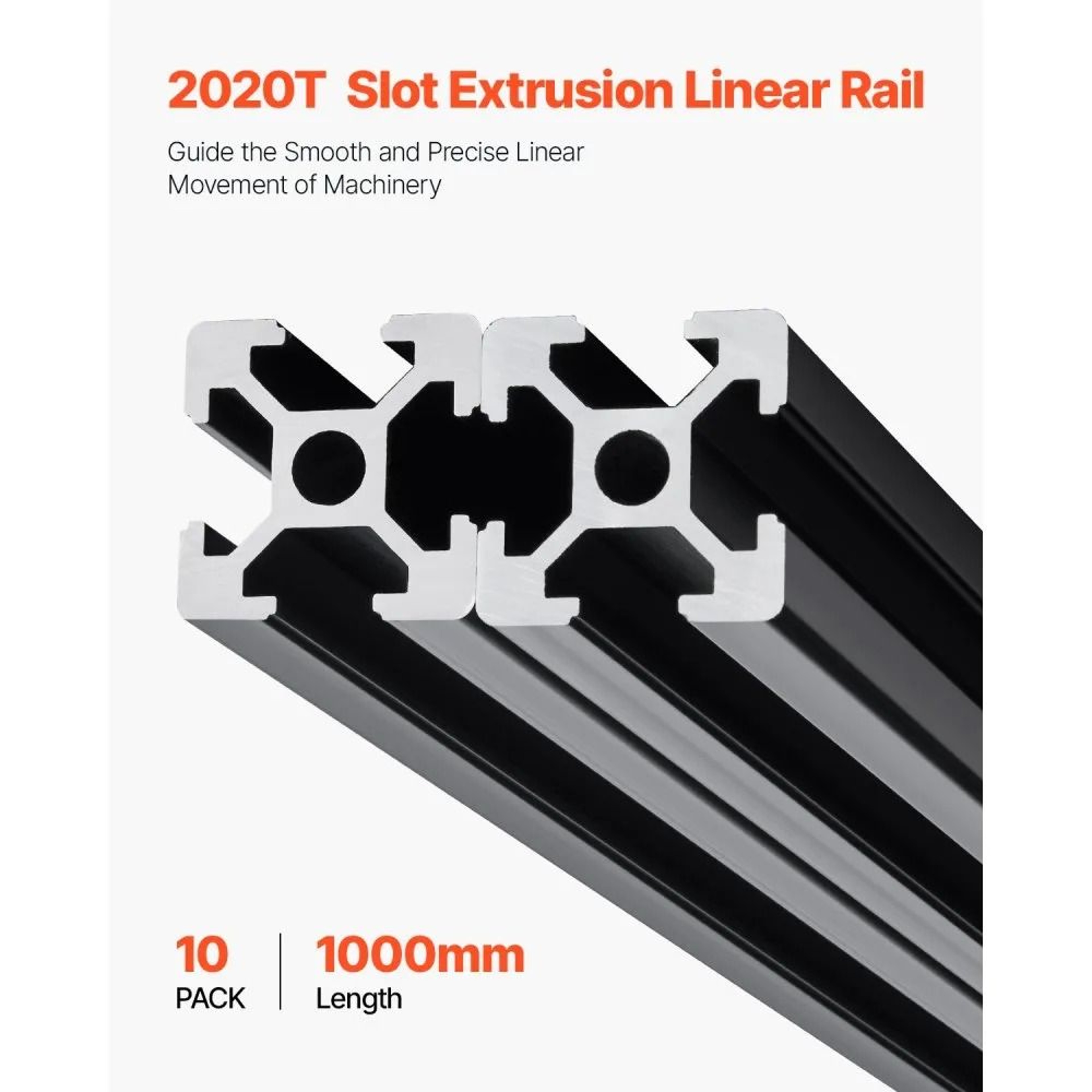 10Pack 2020 TSlot Aluminum Extrusion Rails 394Inch Anodized Black 2