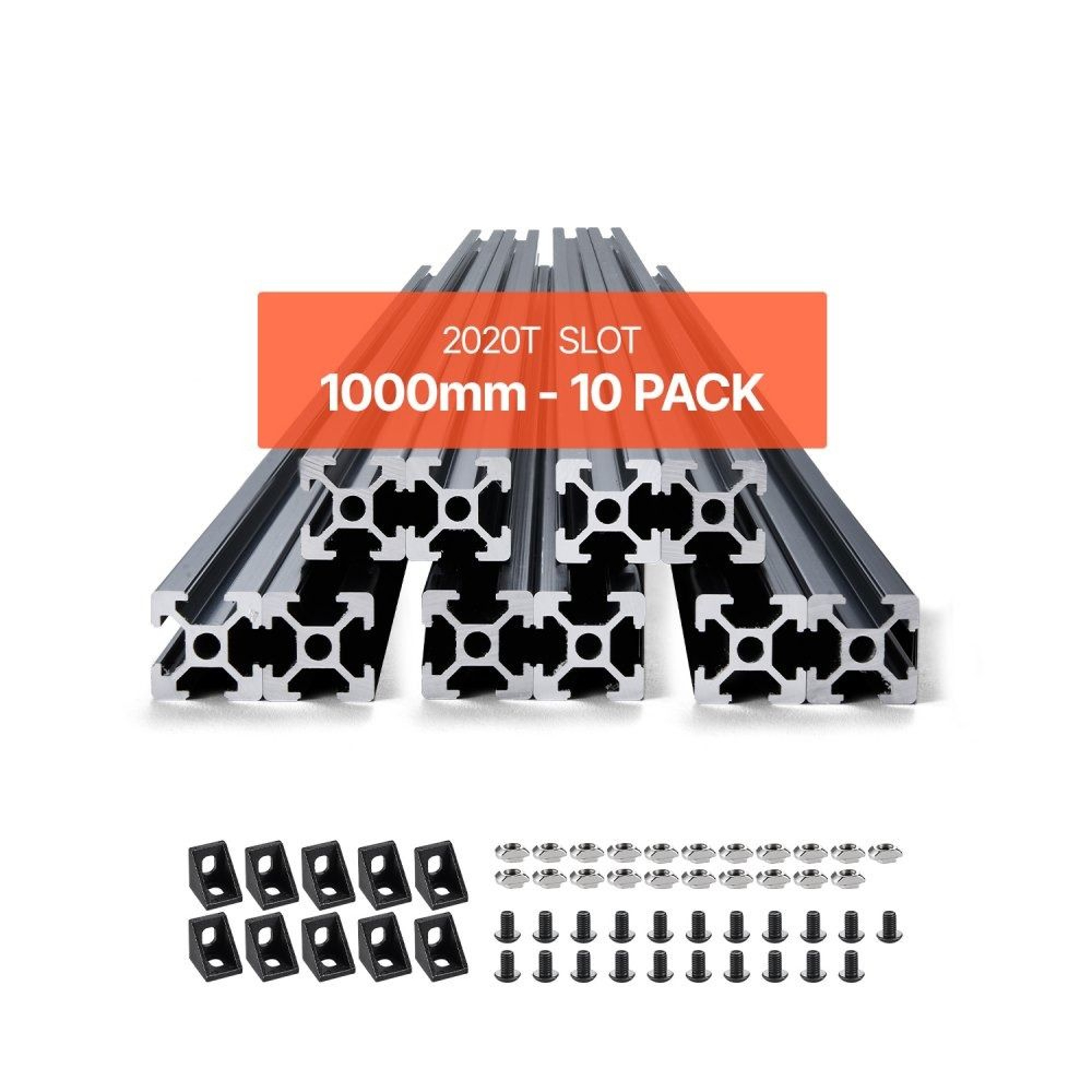 10Pack 2020 TSlot Aluminum Extrusion Rails 394Inch Anodized Black 0
