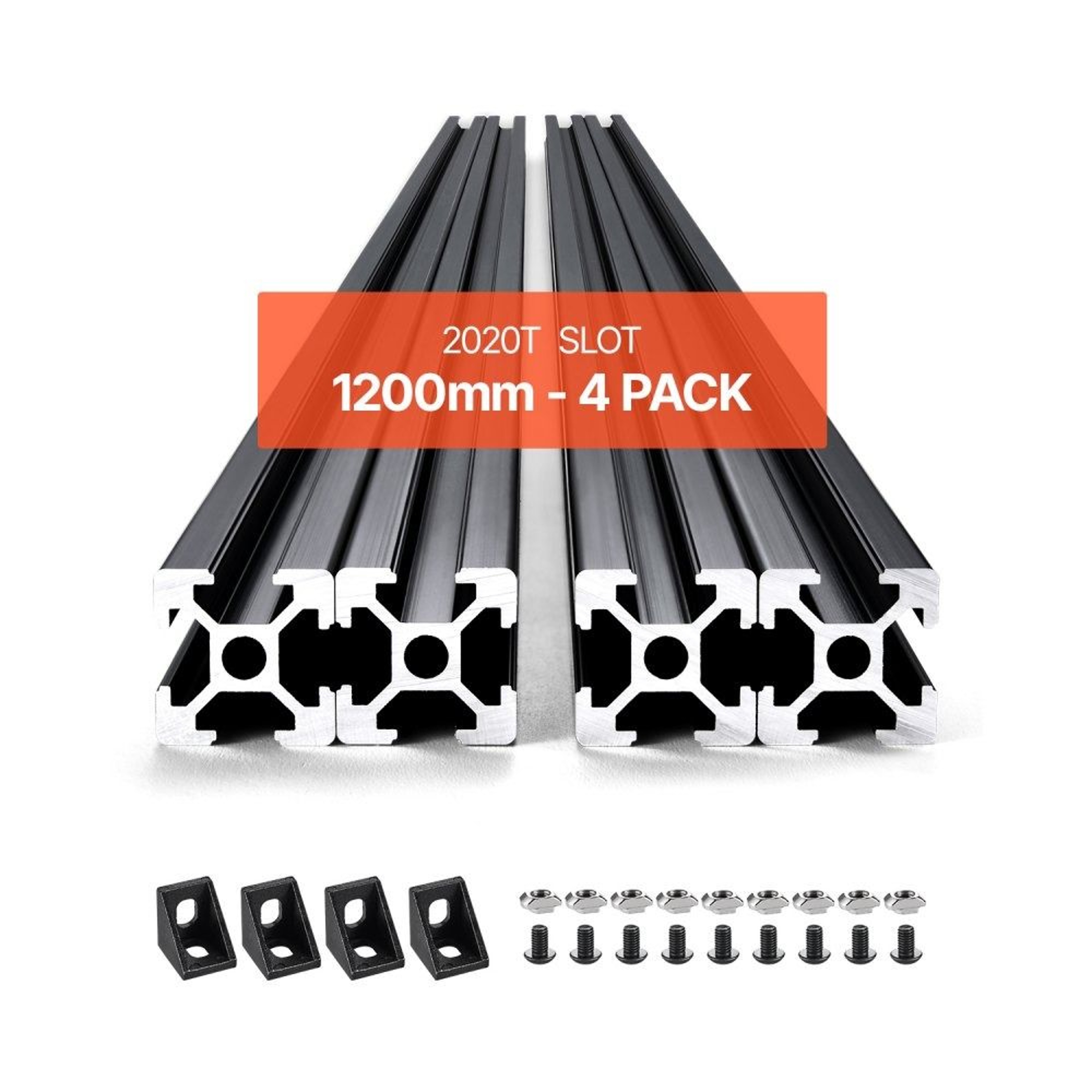 2020 TSlot Aluminum Extrusion Rails 472 Inch Black Anodized 4Pack 0