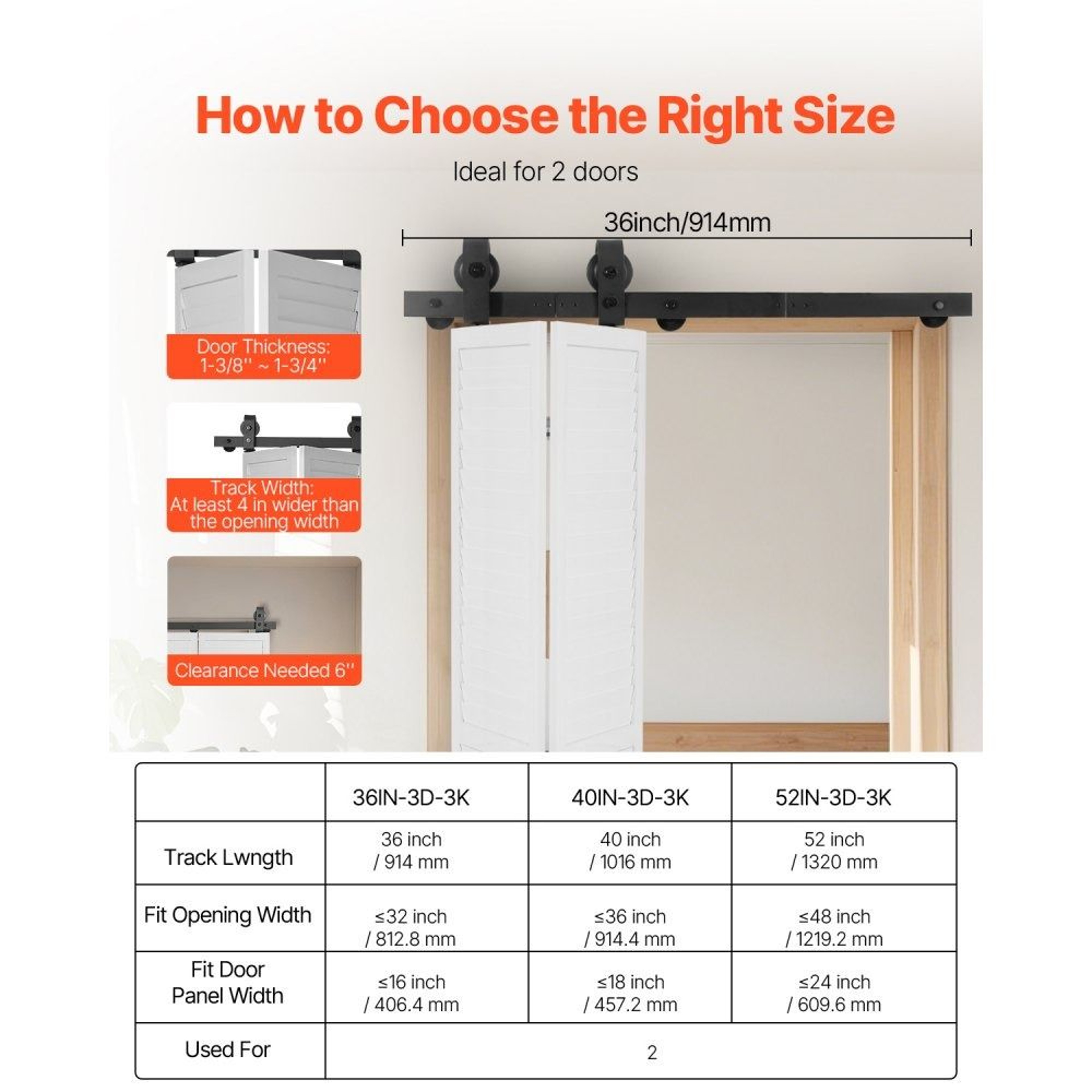 36Inch BiFold Barn Door Hardware Track Kit For Closet And Pantry Doors 1