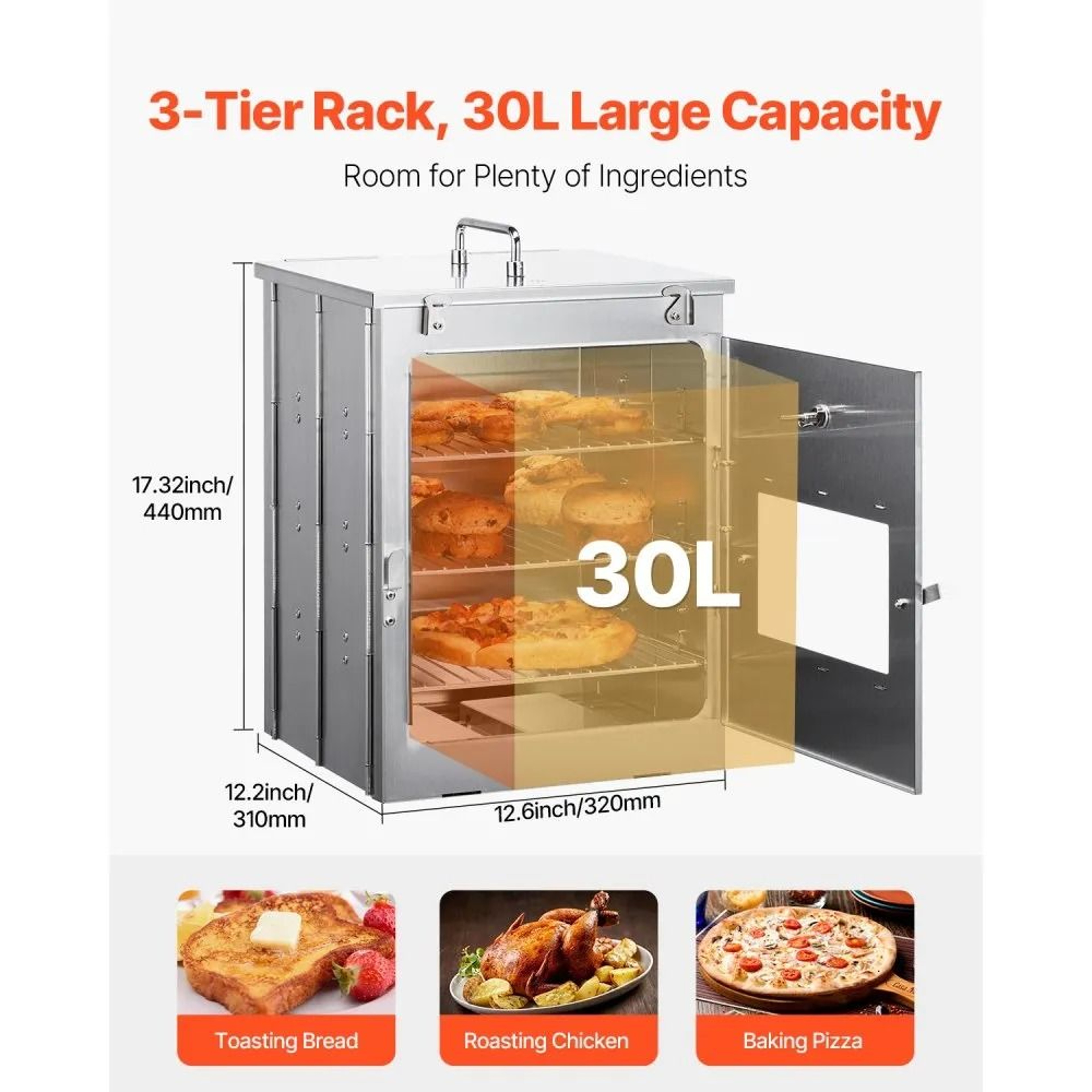 Foldable Camping Oven With 3Tier Racks And Thermometer Stainless Steel Portable Outdoor Oven 1