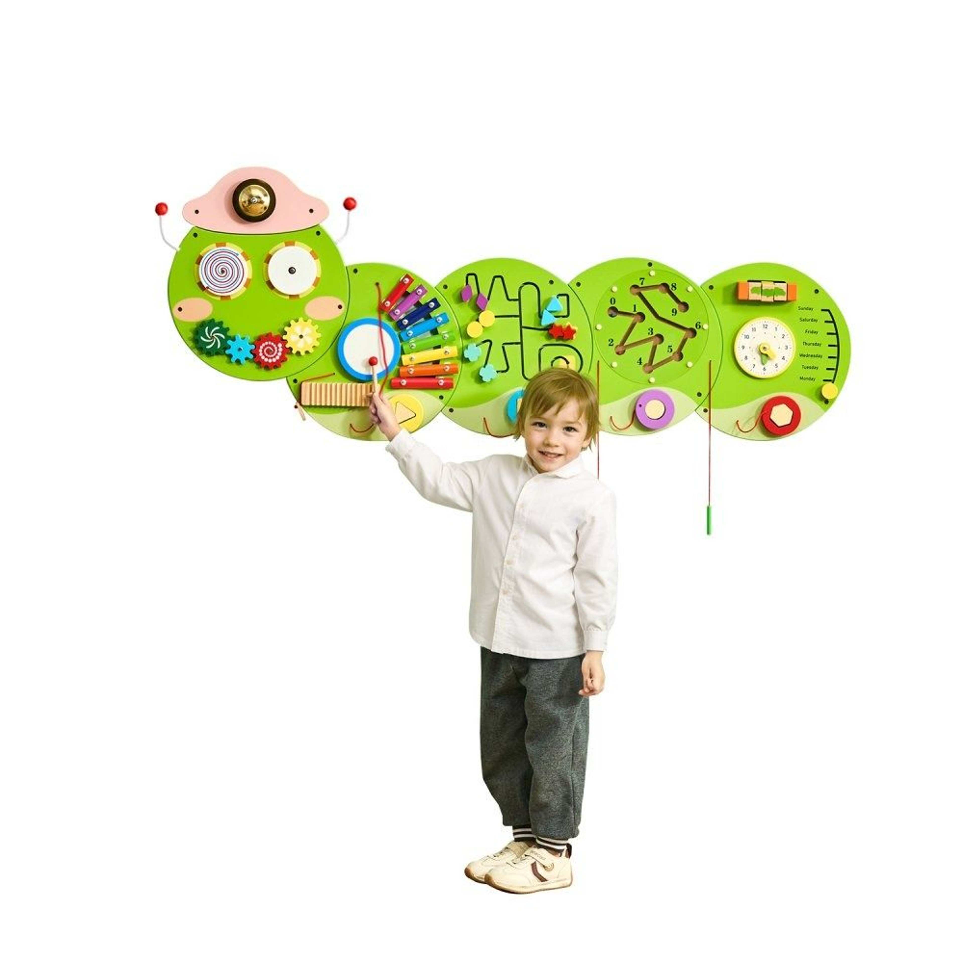 Caterpillar Montessori Wall Busy Board With 12 Sensory Activities For Kids 0