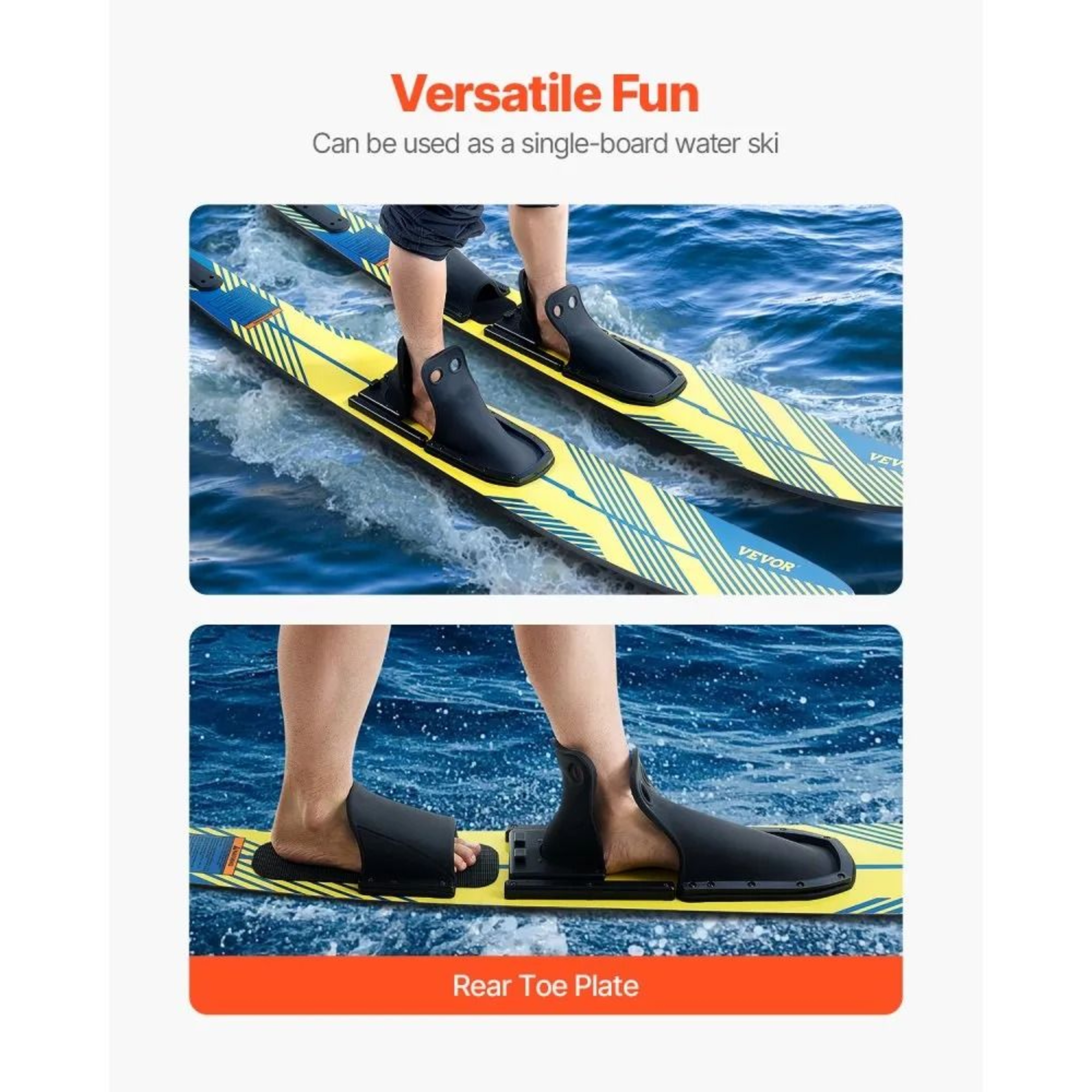 67Inch Adult Water Skis With Adjustable X9 Bindings And Padded Rear Toe Plate 4