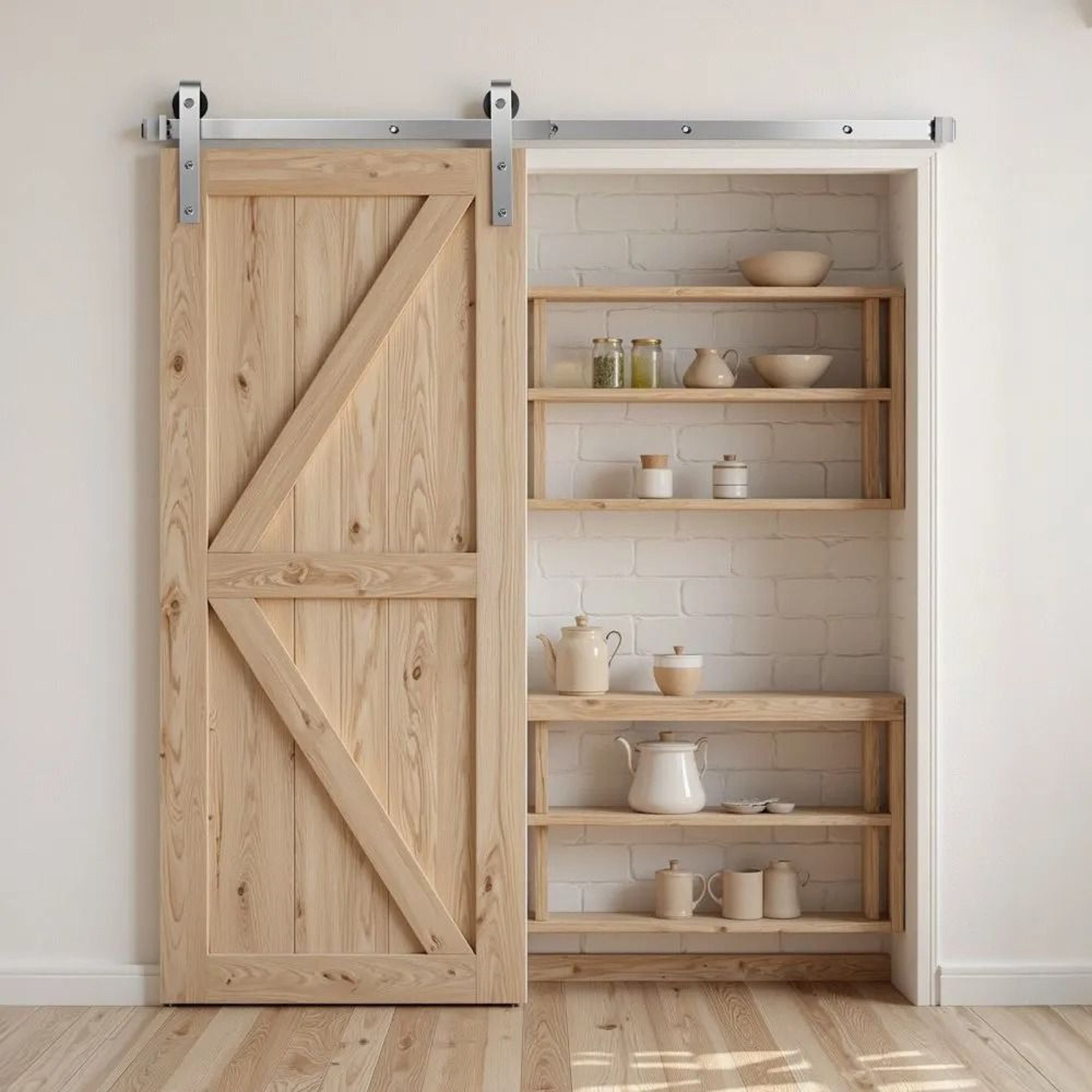 5FT Sliding Barn Door Hardware Kit With 330 LB Capacity And JShaped Rollers 6