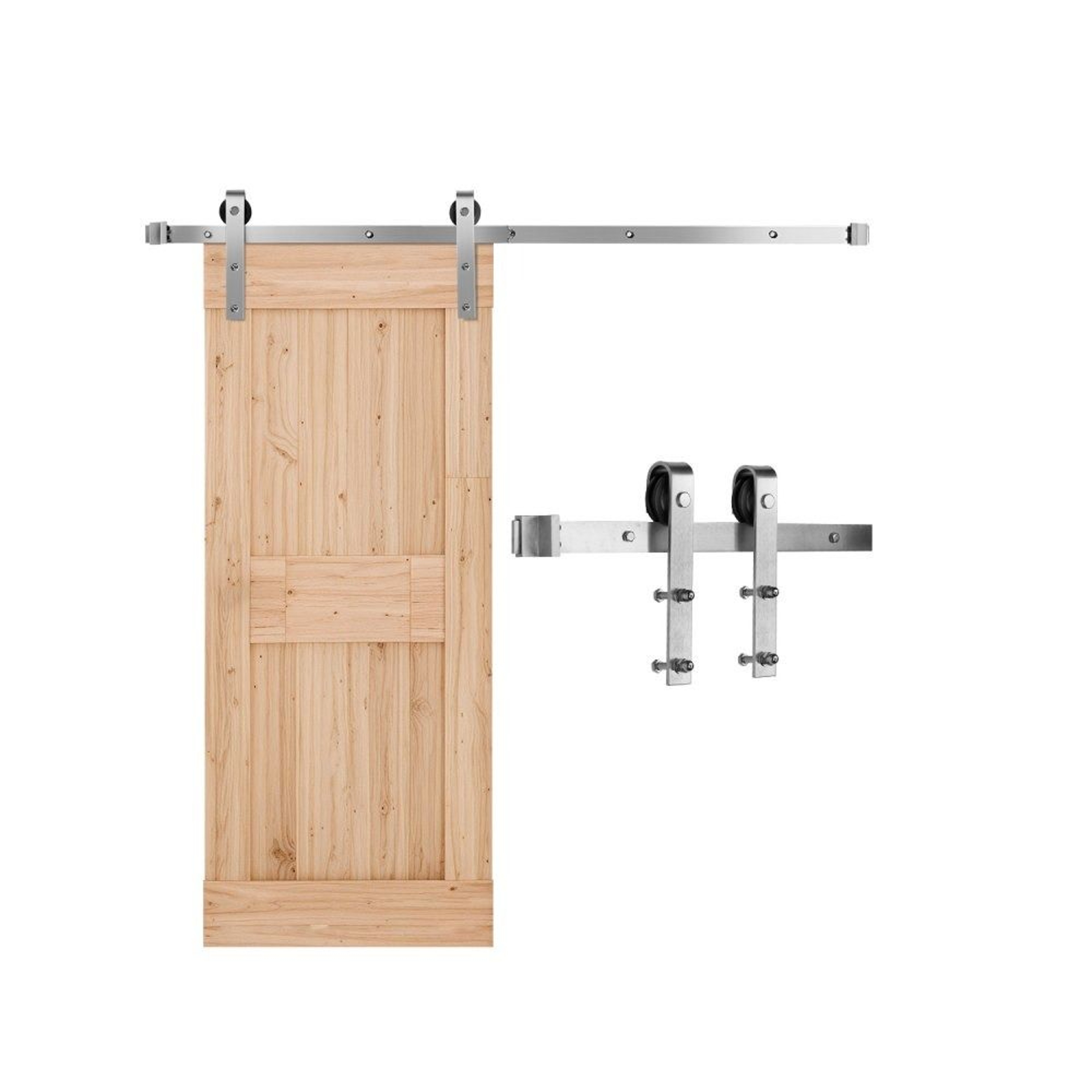 5FT Sliding Barn Door Hardware Kit With 330 LB Capacity And JShaped Rollers 0