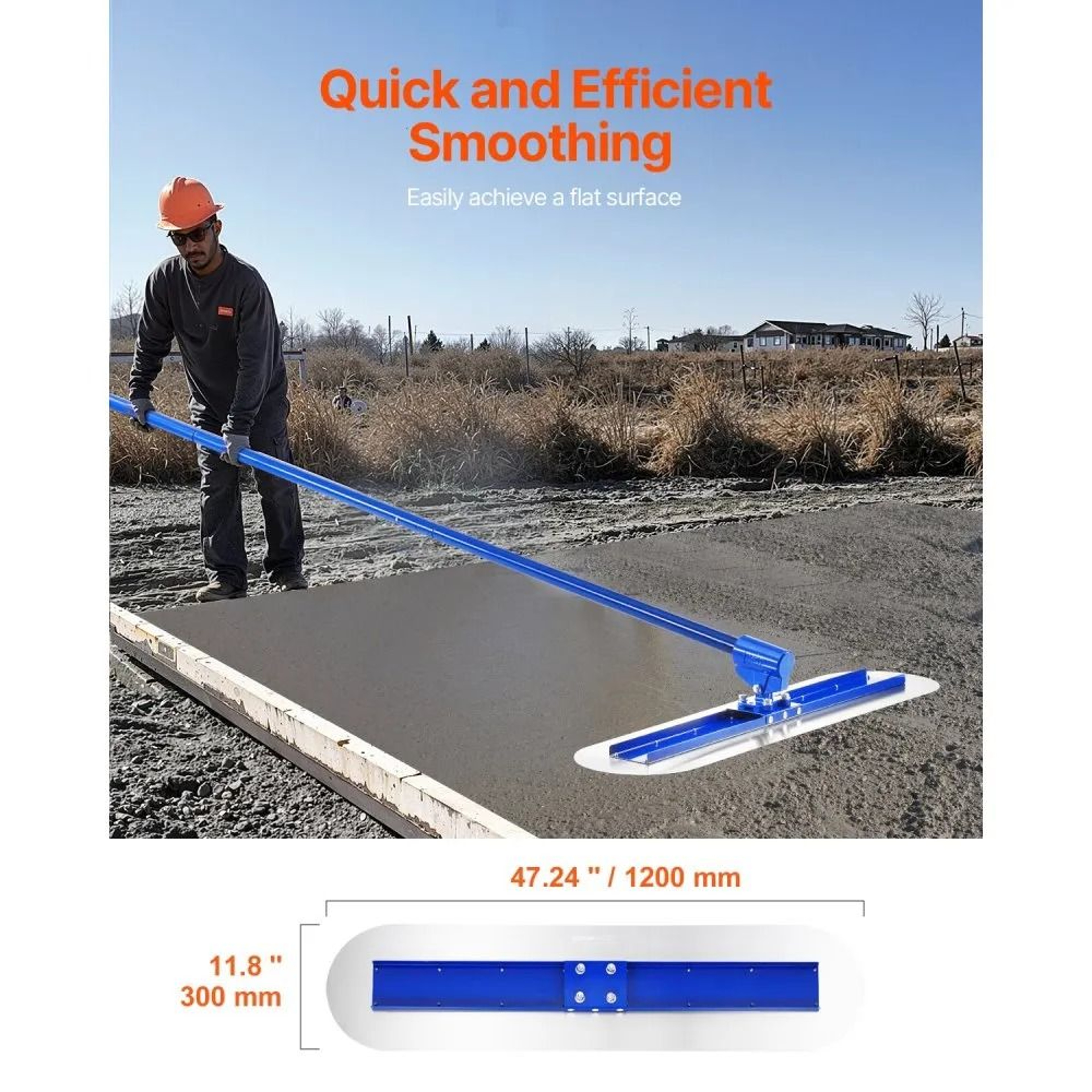 472Inch Concrete Bull Float With Stainless Steel Blade And Adjustable Aluminum Handles 2