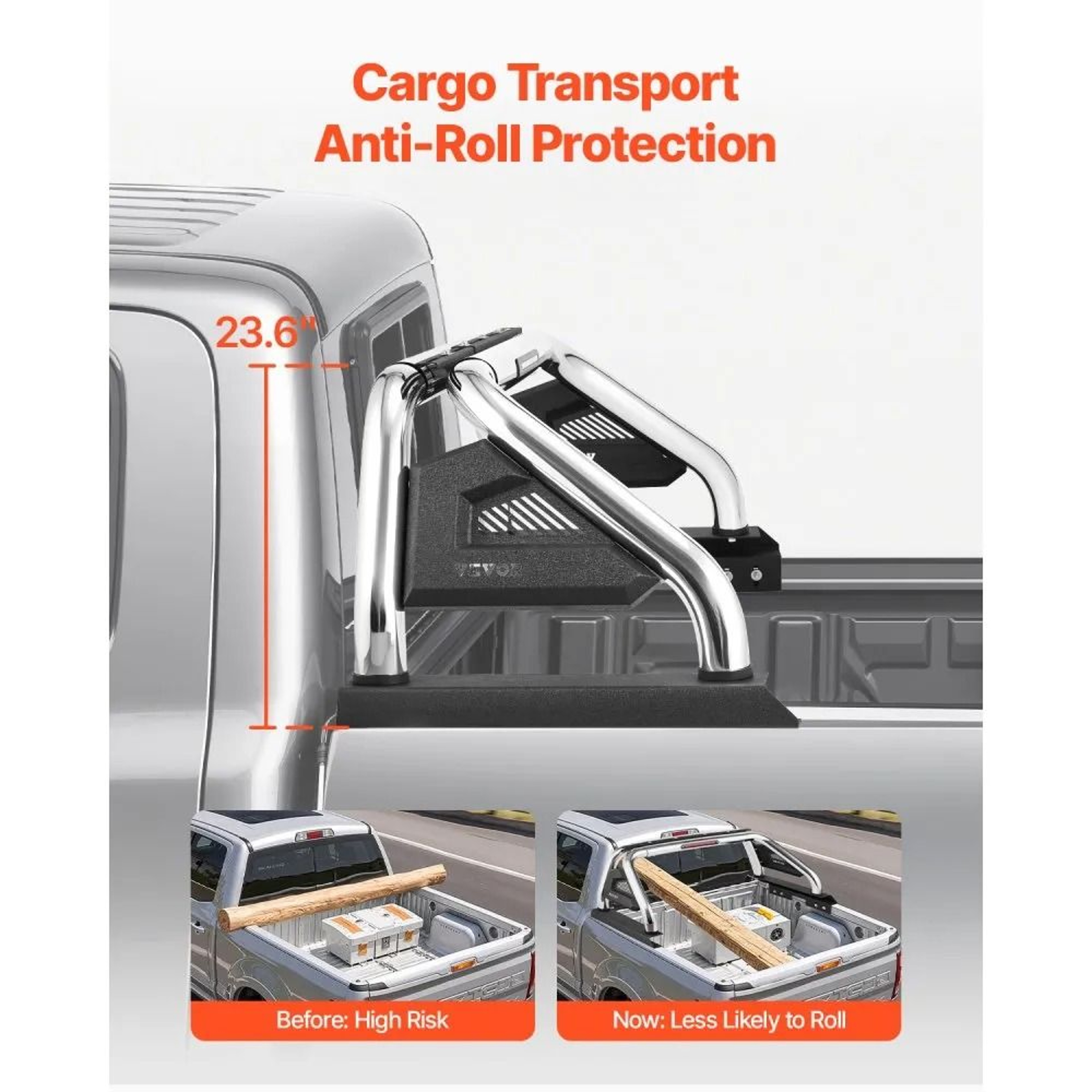 Adjustable Truck Bed Roll Bar Chase Rack With LED Brake Light For Pickup Trucks 5