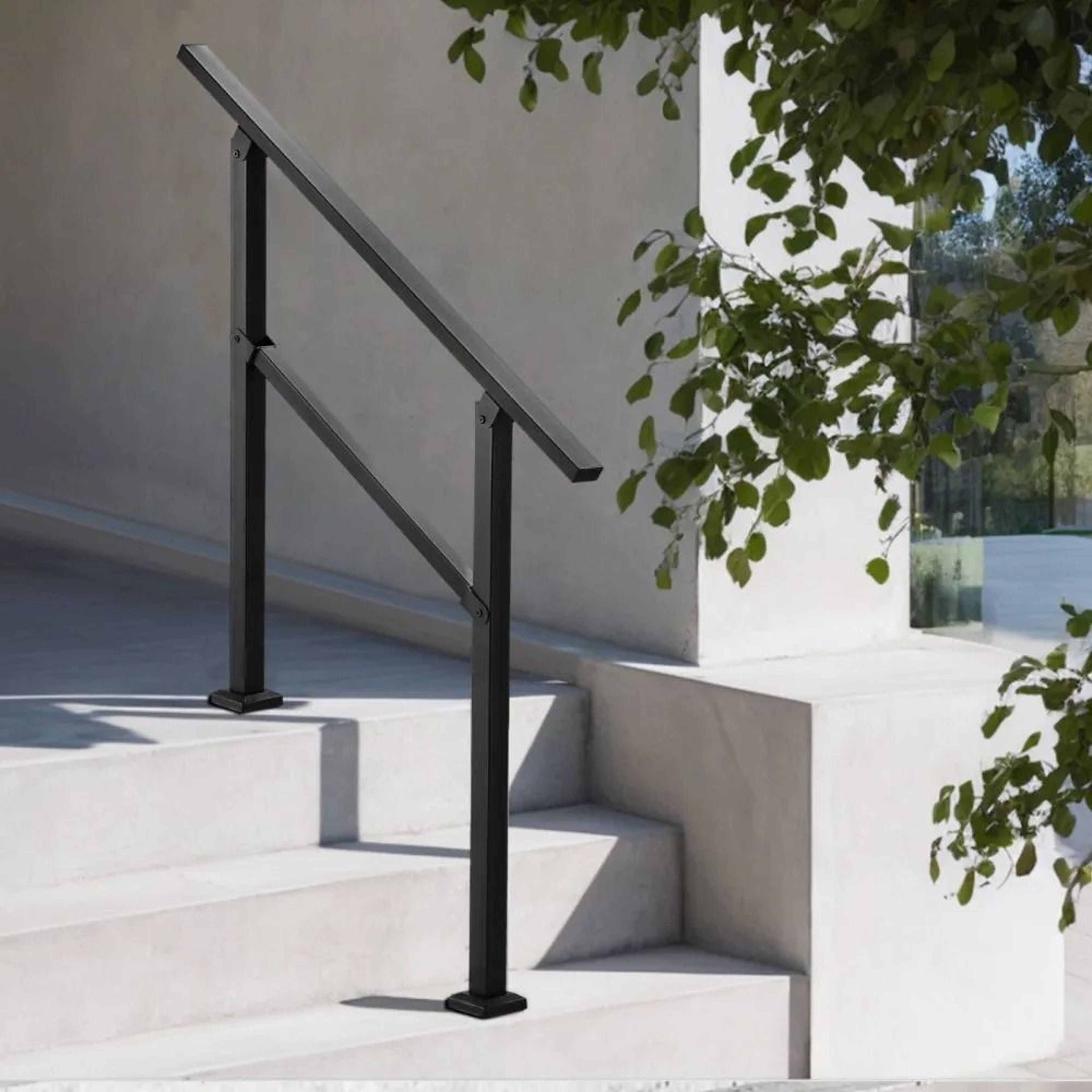 Outdoor Handrails For 23 Steps Adjustable Carbon Steel Stair Railing Kit 6
