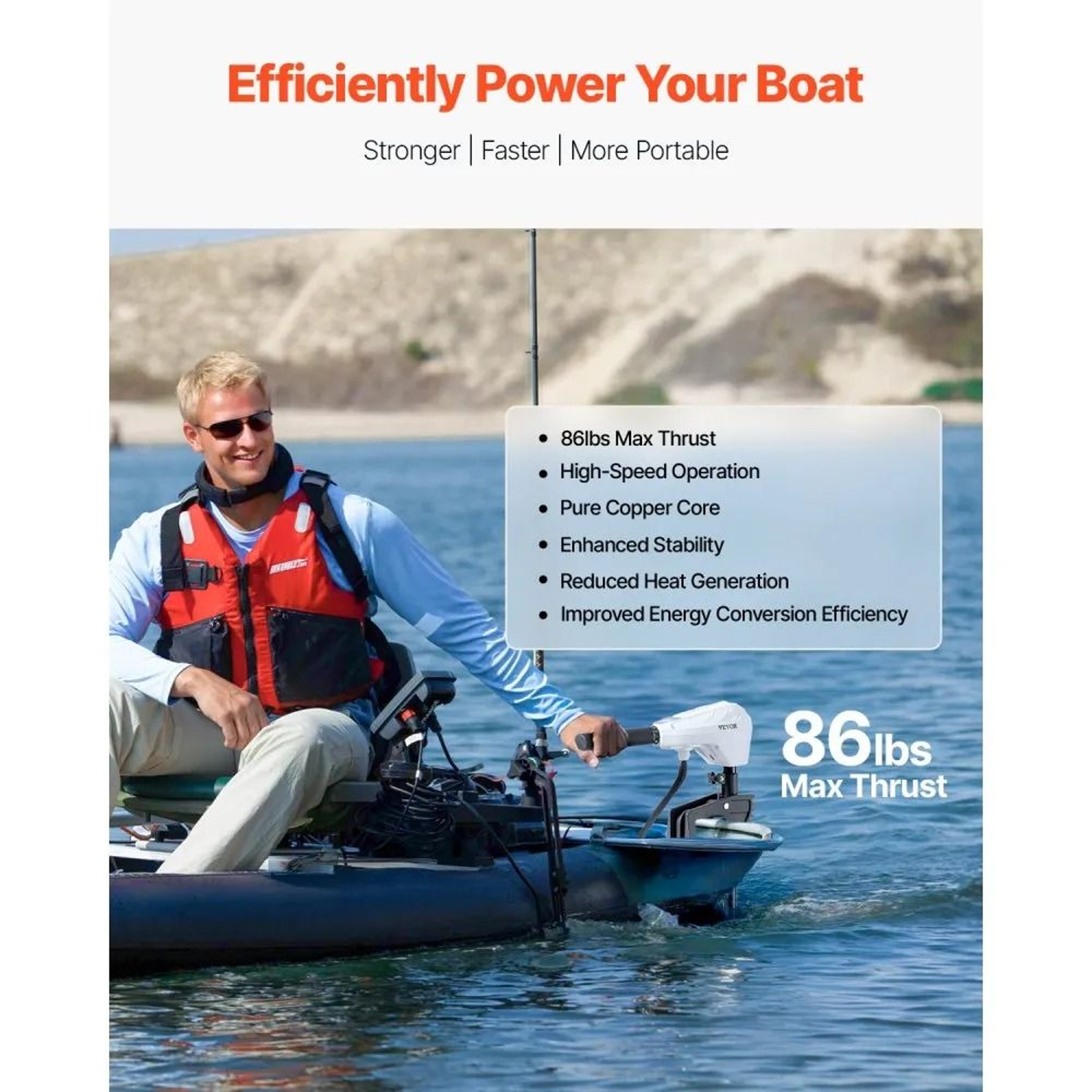 86 Lb Thrust Electric Trolling Motor 24V With 8 Speeds And 36Inch Shaft 2