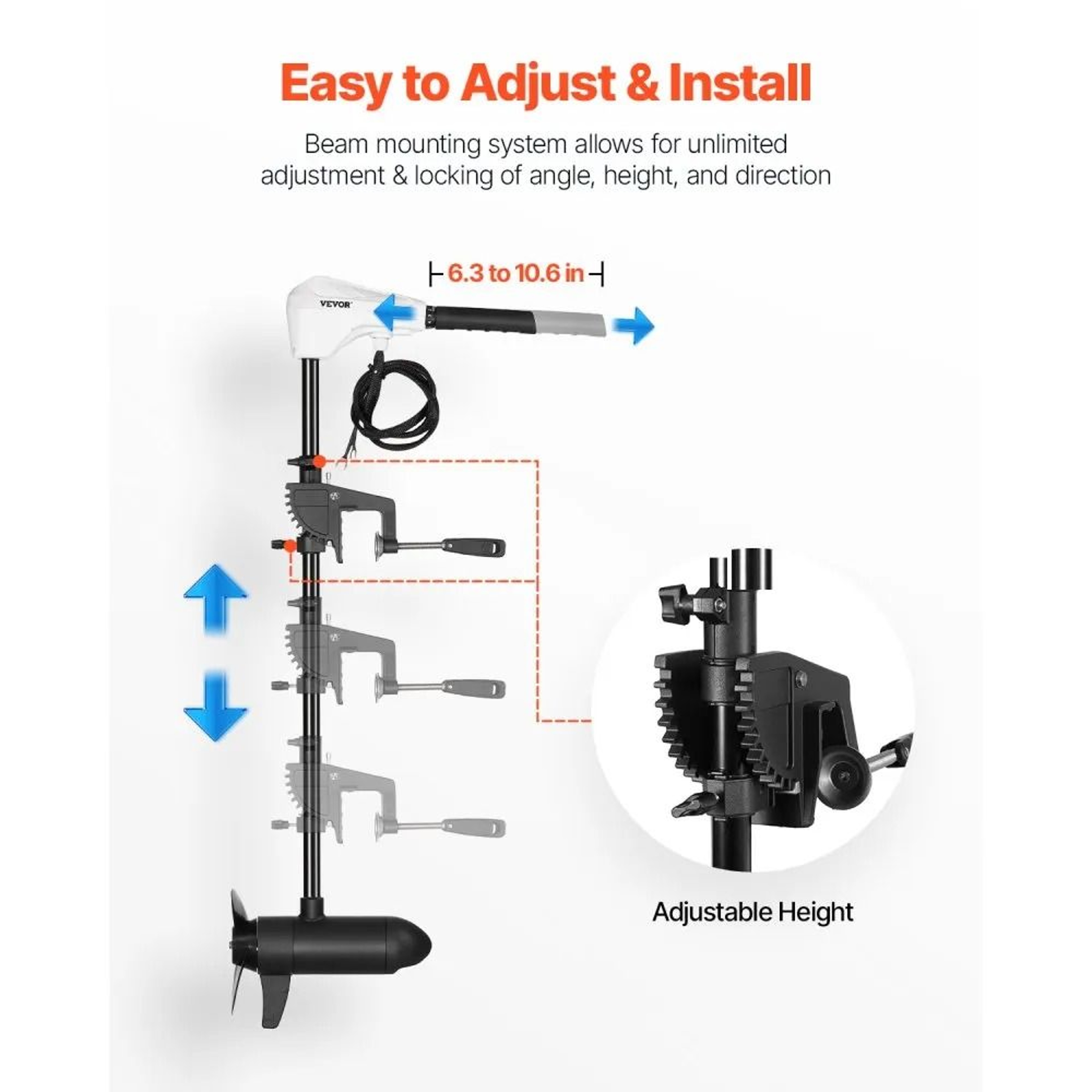 86 Lb Thrust Electric Trolling Motor 24V With 8 Speeds And 36Inch Shaft 6