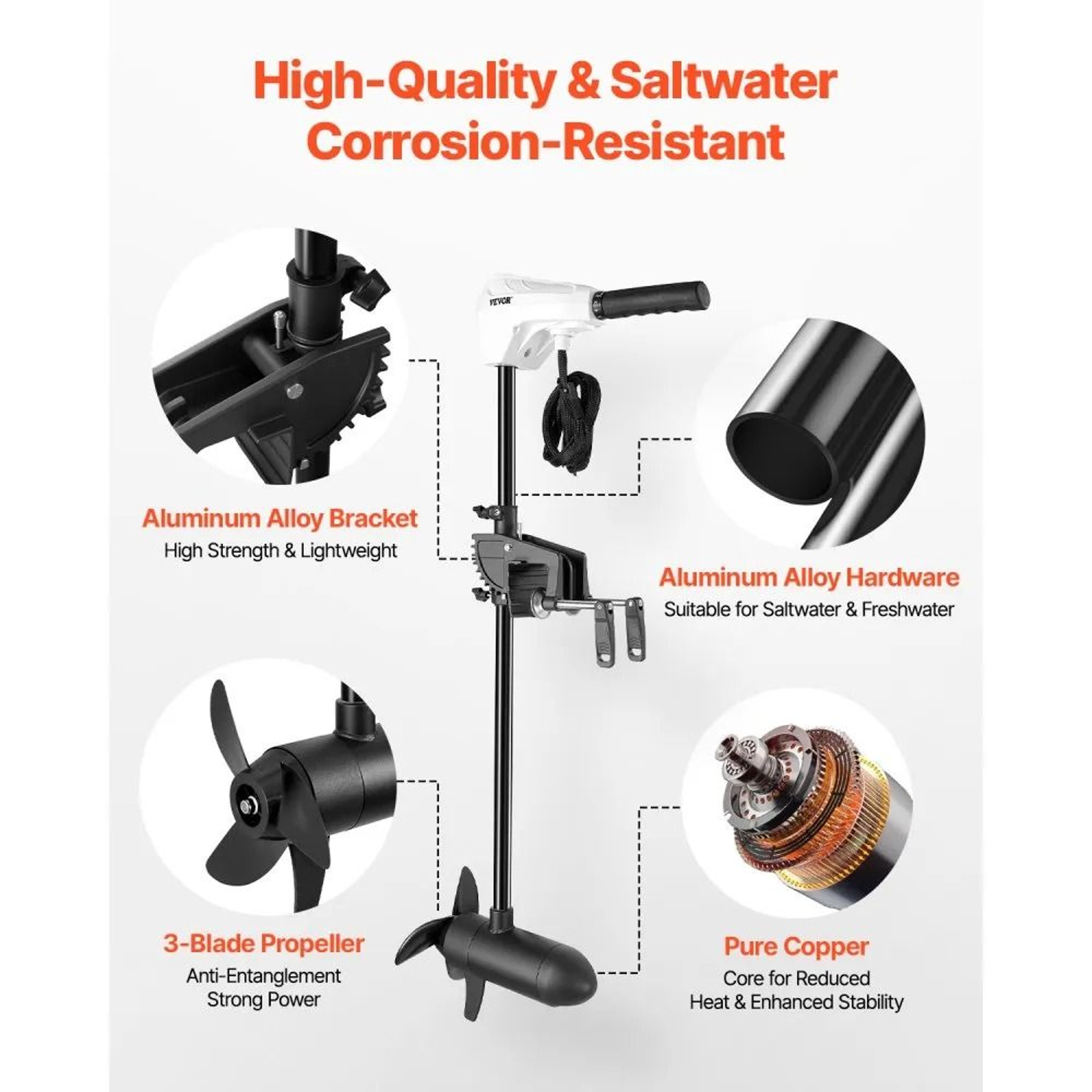 86 Lb Thrust Electric Trolling Motor 24V With 8 Speeds And 36Inch Shaft 4