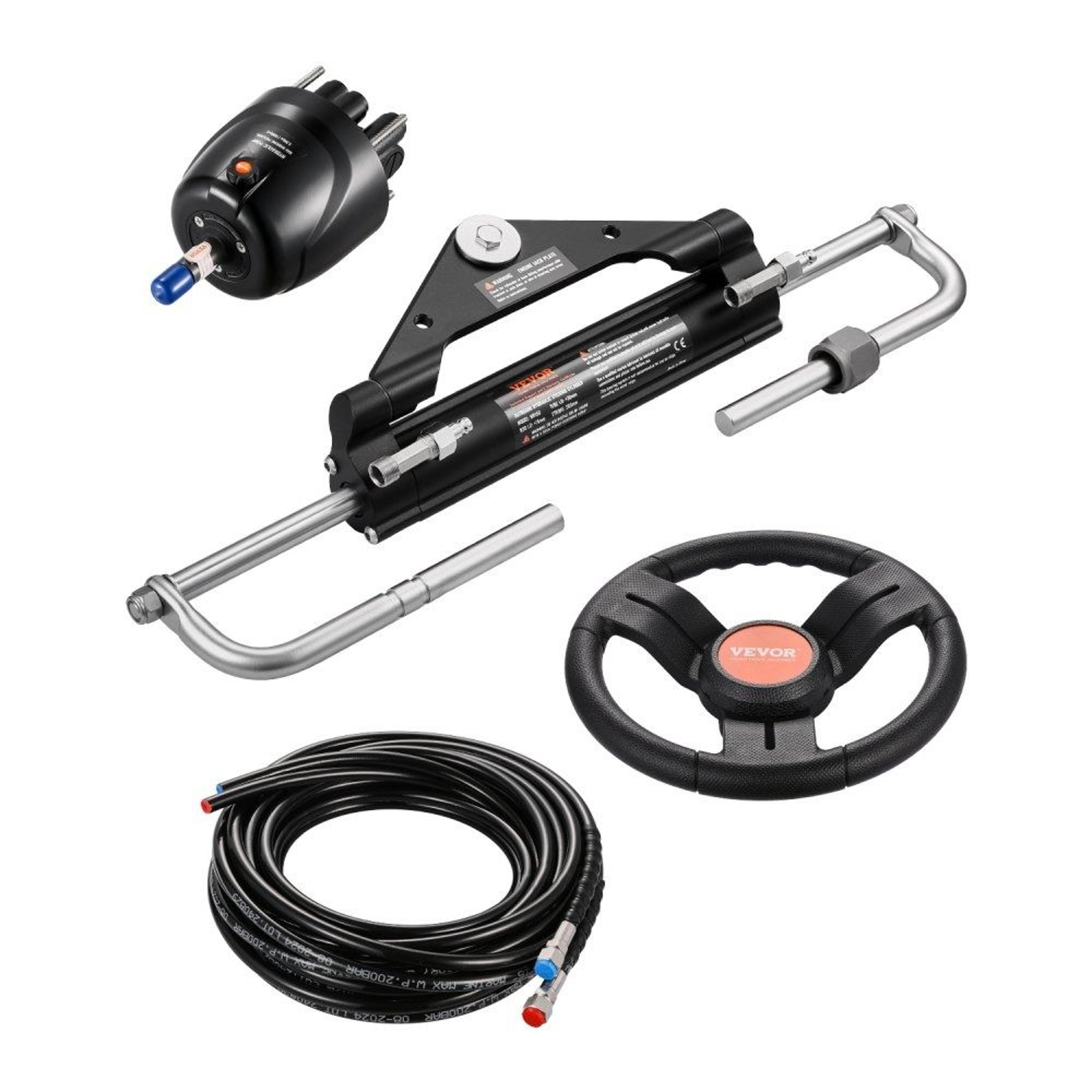 150HP Hydraulic Outboard Steering Kit With 135Inch Wheel And 26FT Hoses 0