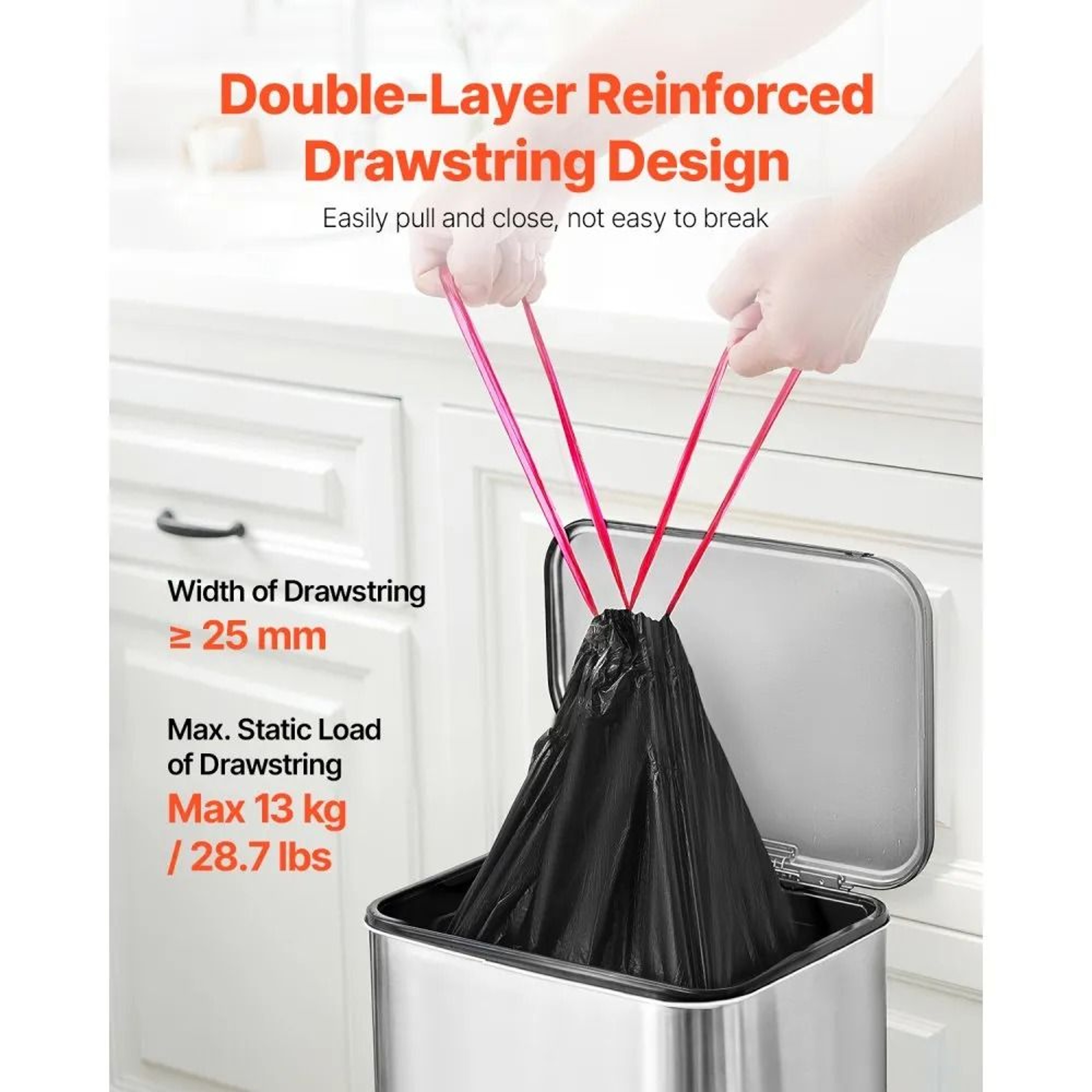 30 Gallon Drawstring Trash Bags Extra Thick 50 Count Black Garbage Bags 4