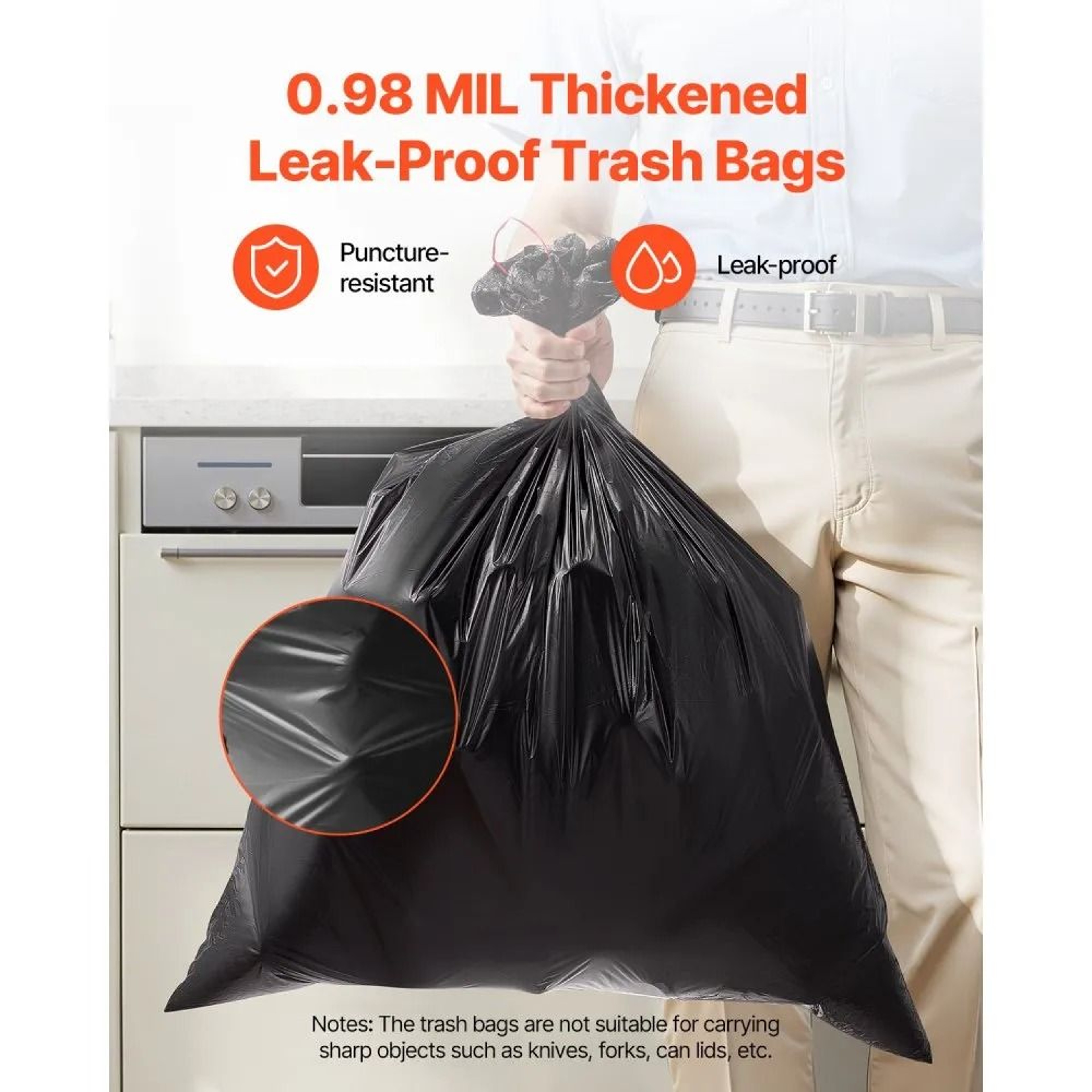 30 Gallon Drawstring Trash Bags Extra Thick 50 Count Black Garbage Bags 1