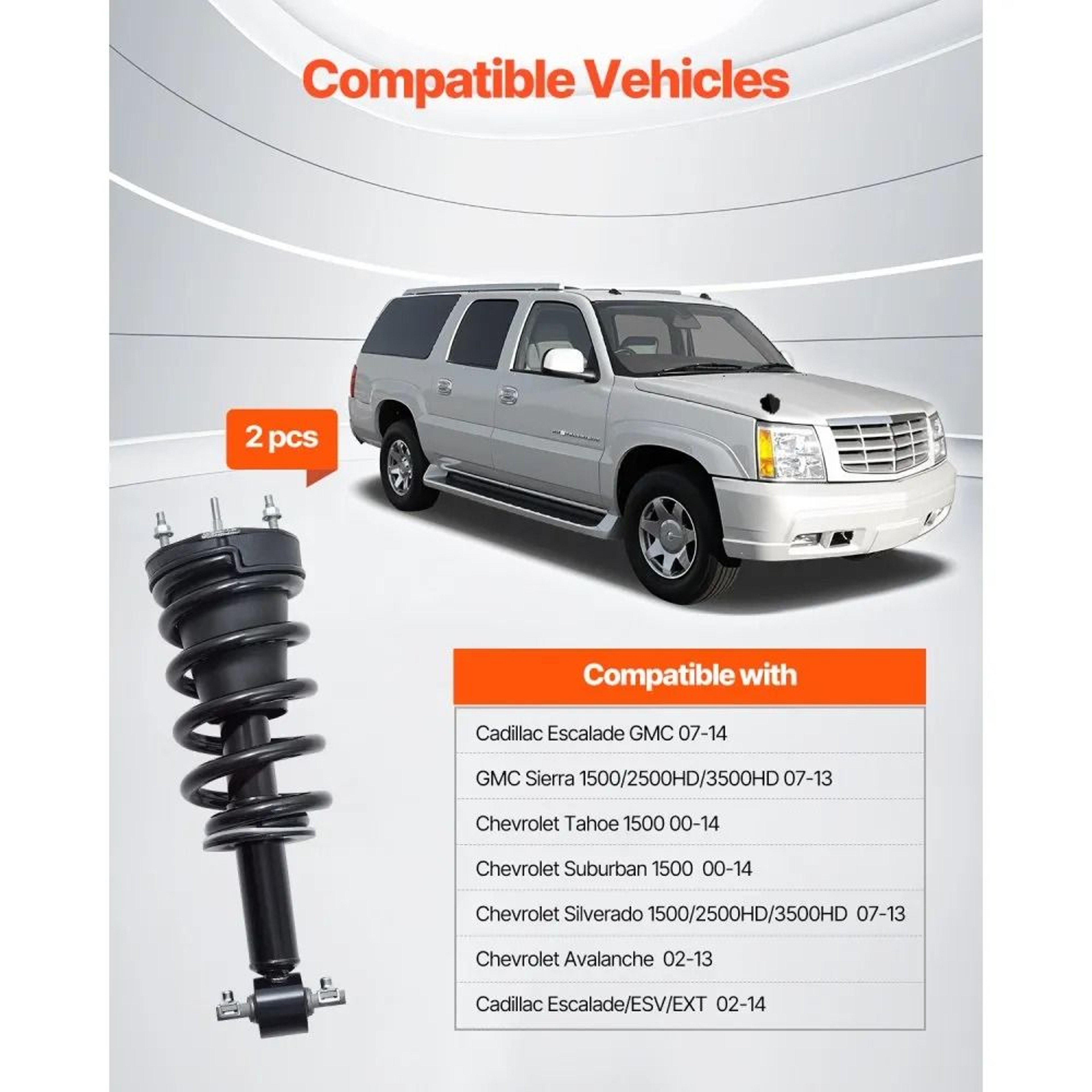 Front Air Shock Absorber Struts 2Piece Set For Cadillac Chevrolet And GMC Vehicles 3