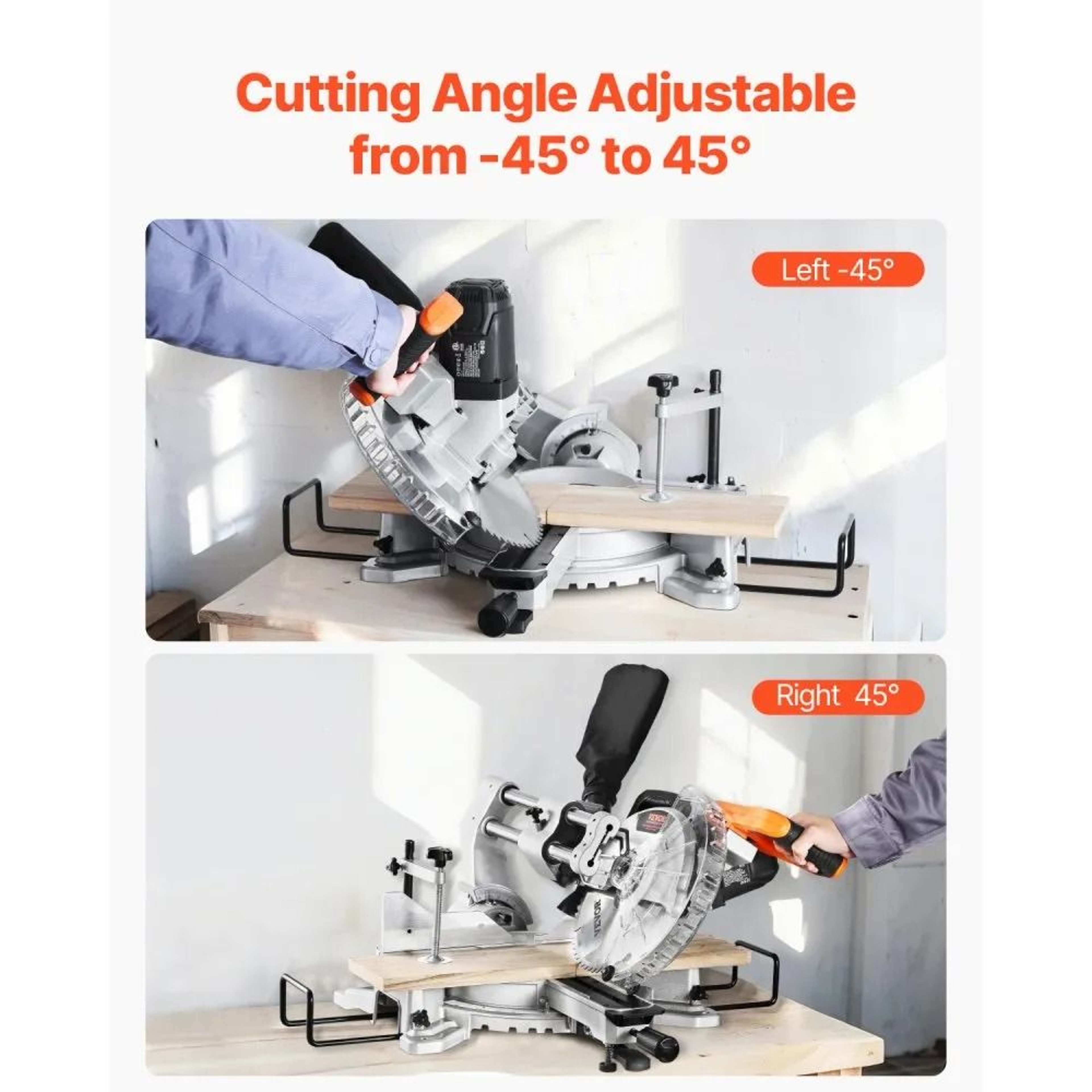 10Inch Sliding Compound Miter Saw With Dual Bevel And LED Cutting Guide 4