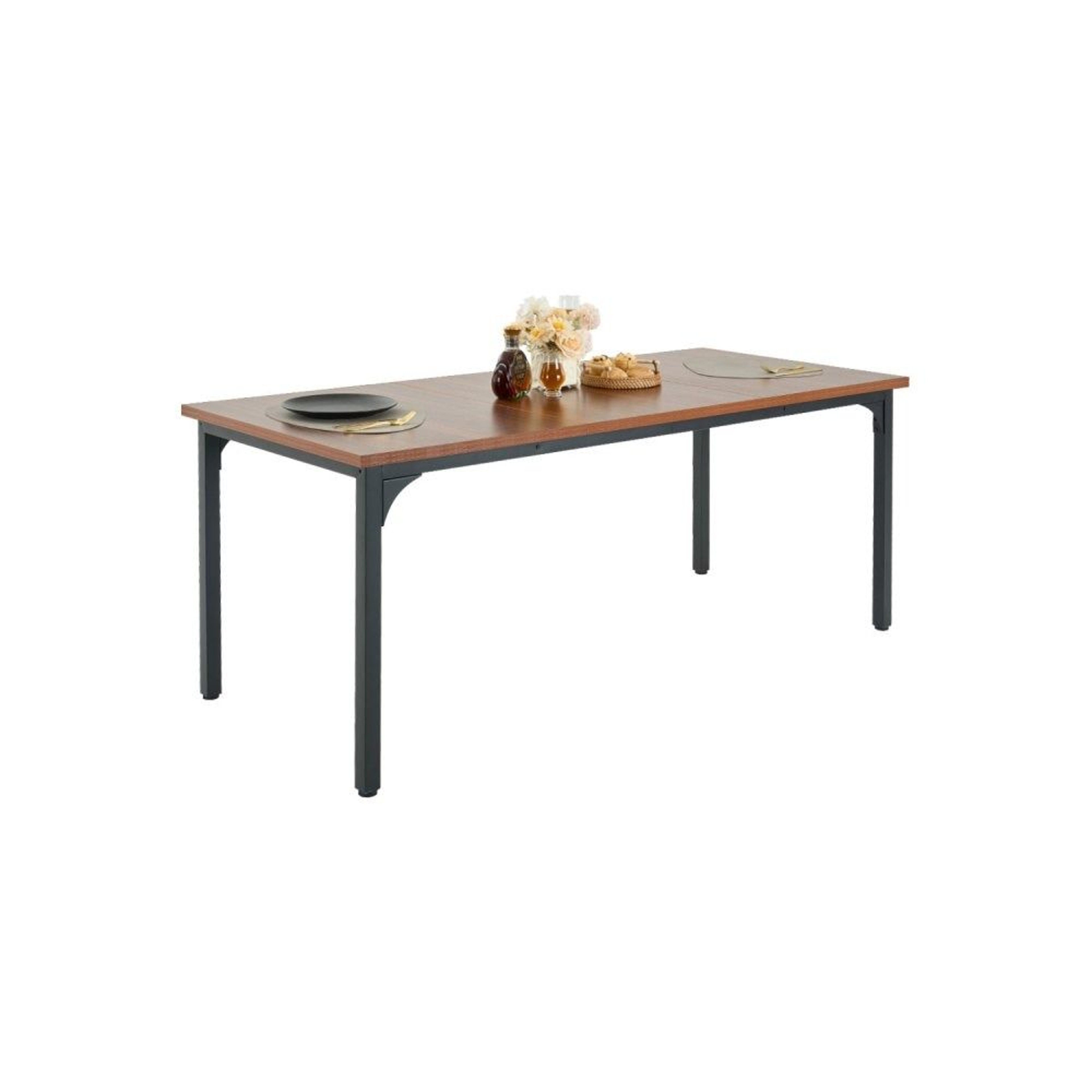 71Inch Rectangular Farmhouse Dining Table For 68 People With Metal Legs 0