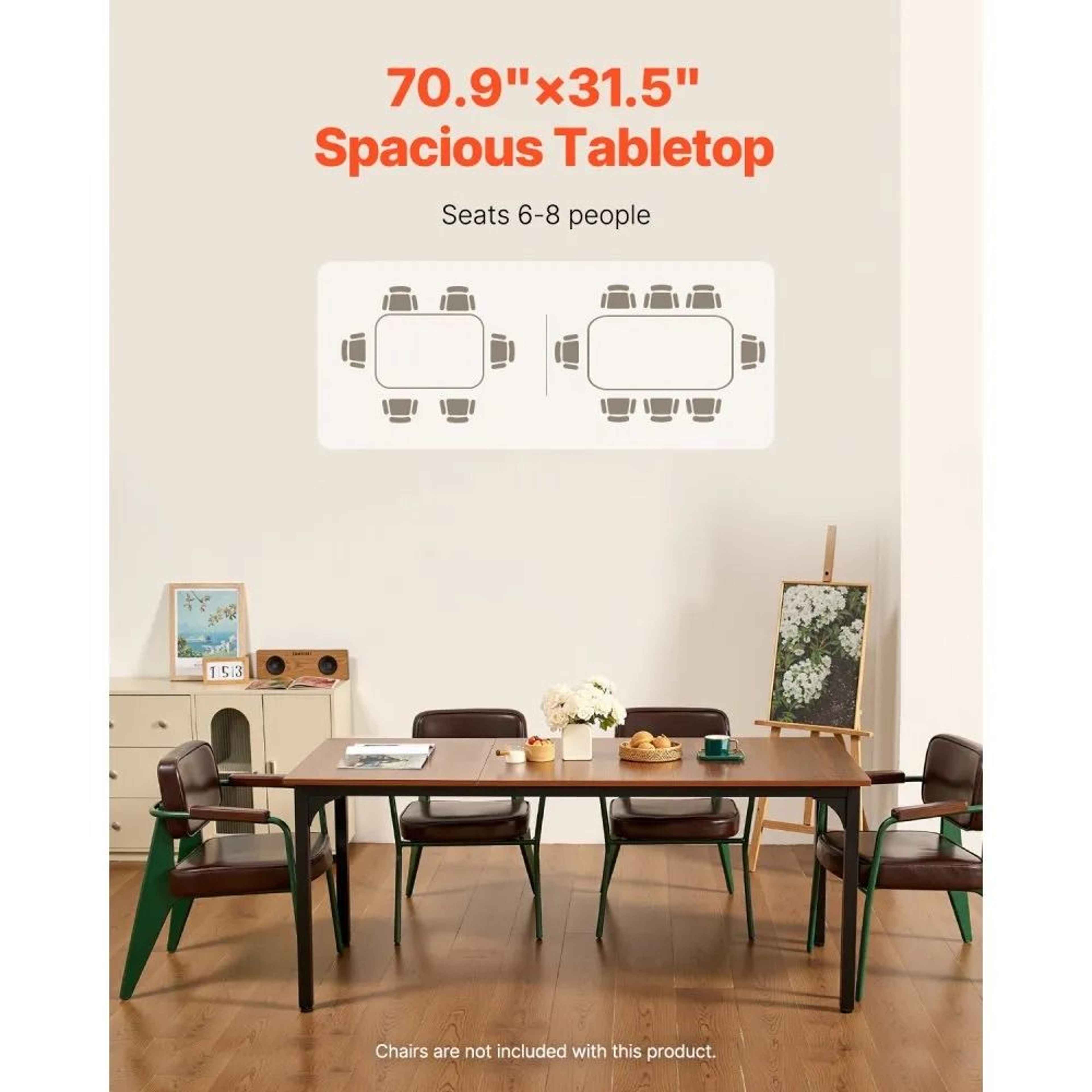 71Inch Rectangular Farmhouse Dining Table For 68 People With Metal Legs 3