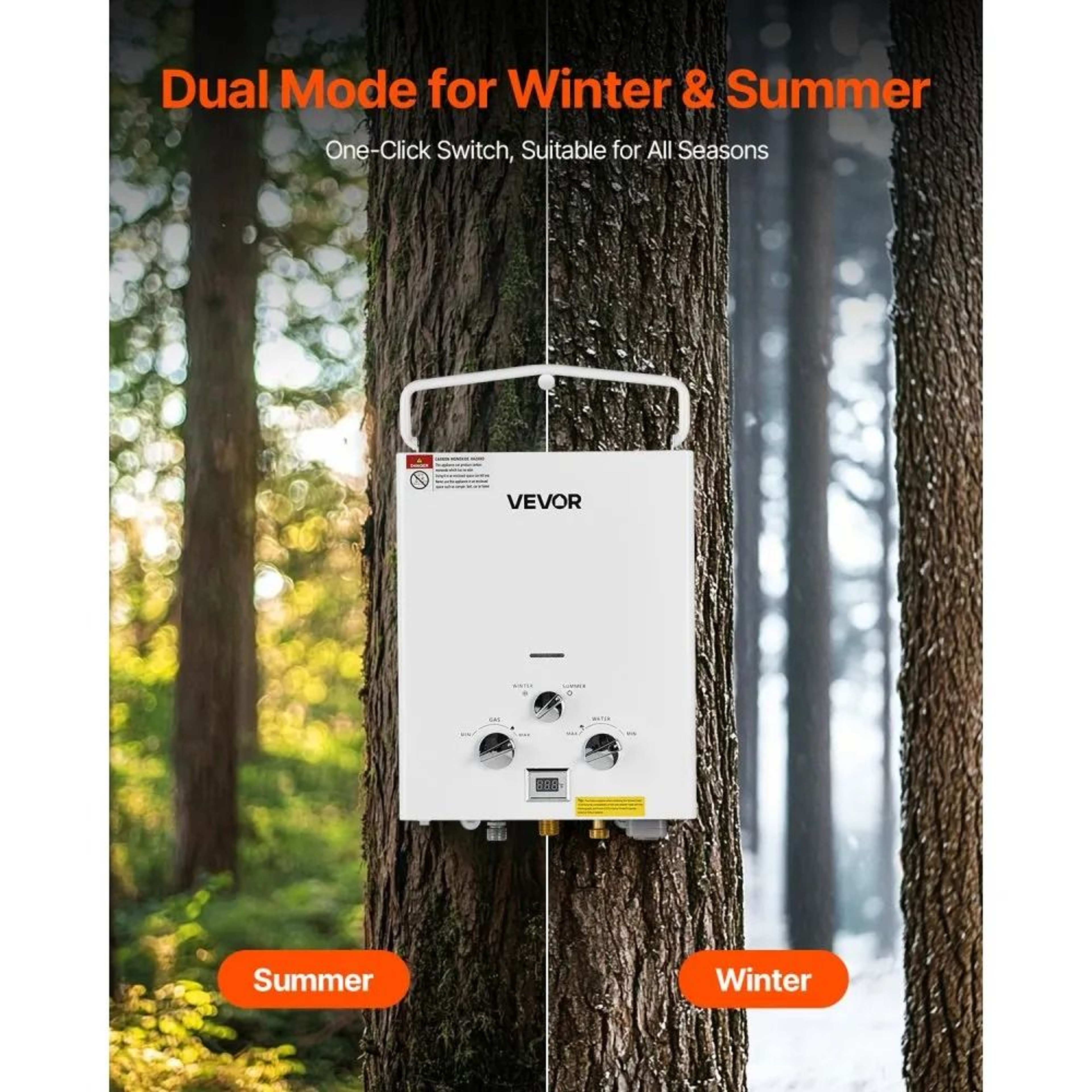Portable Propane Tankless Water Heater 5L 34000 BTU With Water Pump For Camping 1