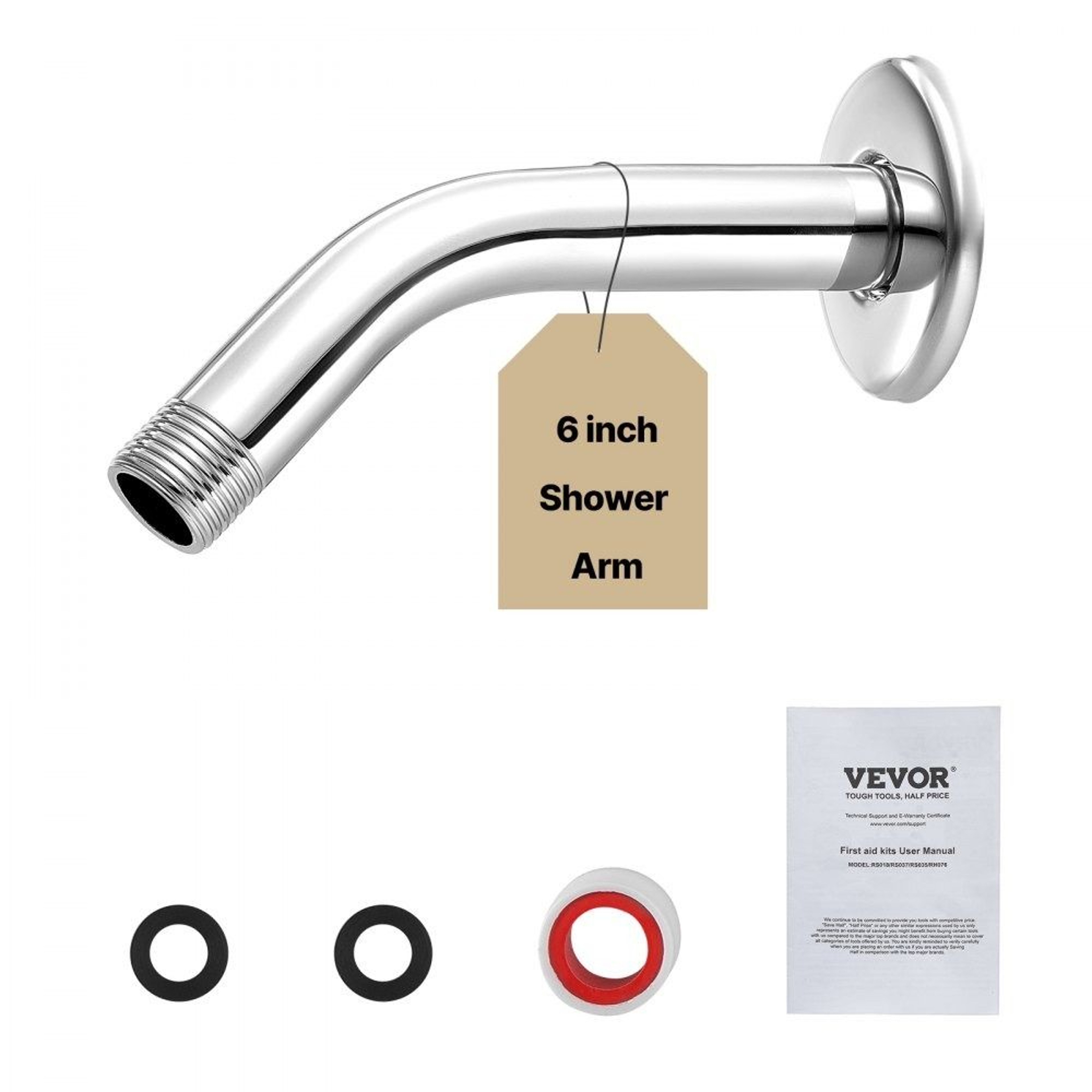 6Inch Stainless Steel Shower Arm Extension With Flange And Chrome Finish 0